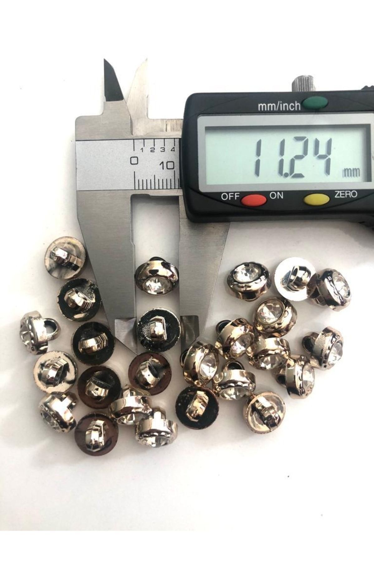 Metalize Ayaklı Gold Taşlı Düğme 12mm (20ADET)