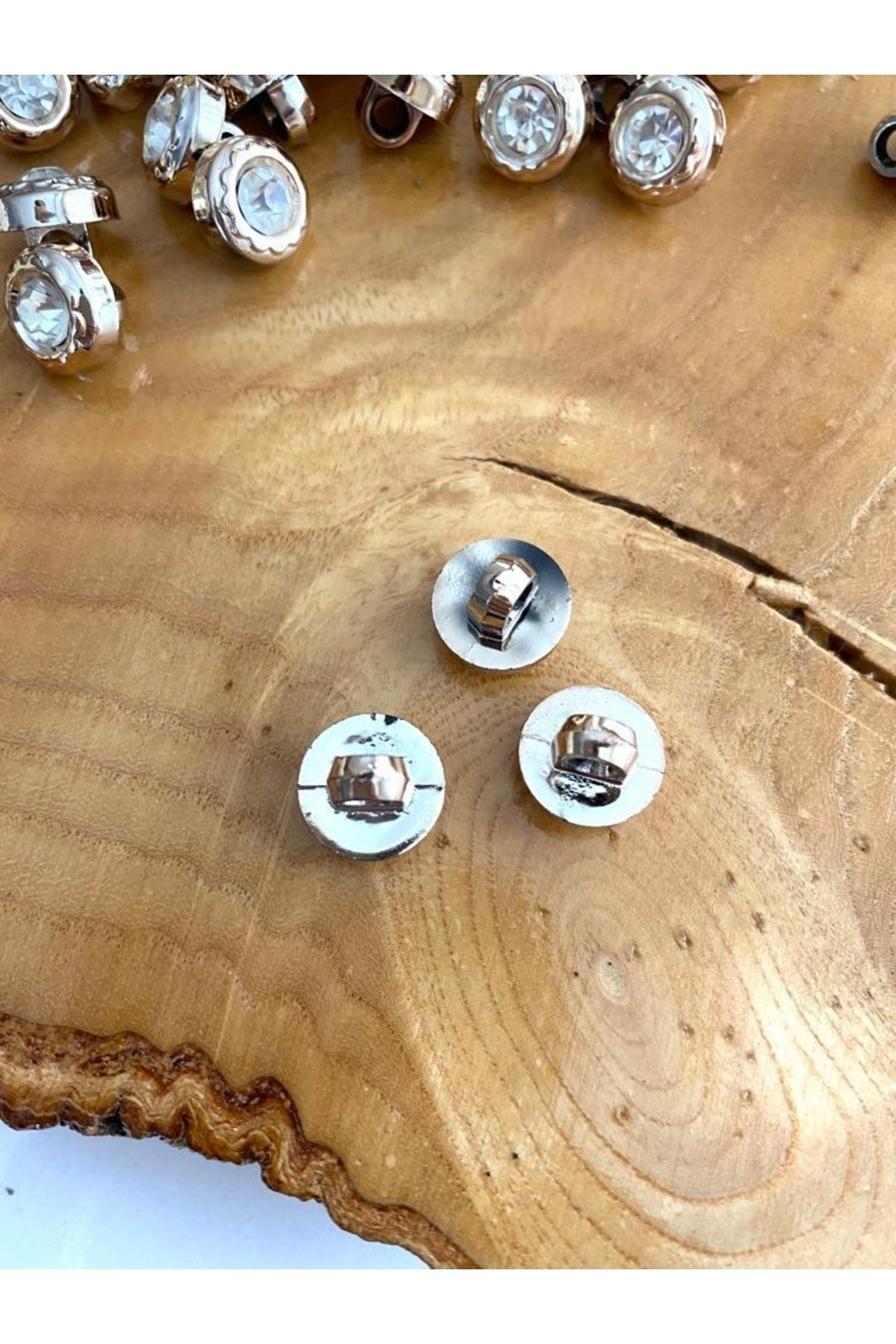 Metalize Ayaklı Gold Taşlı Düğme 12mm (20ADET)