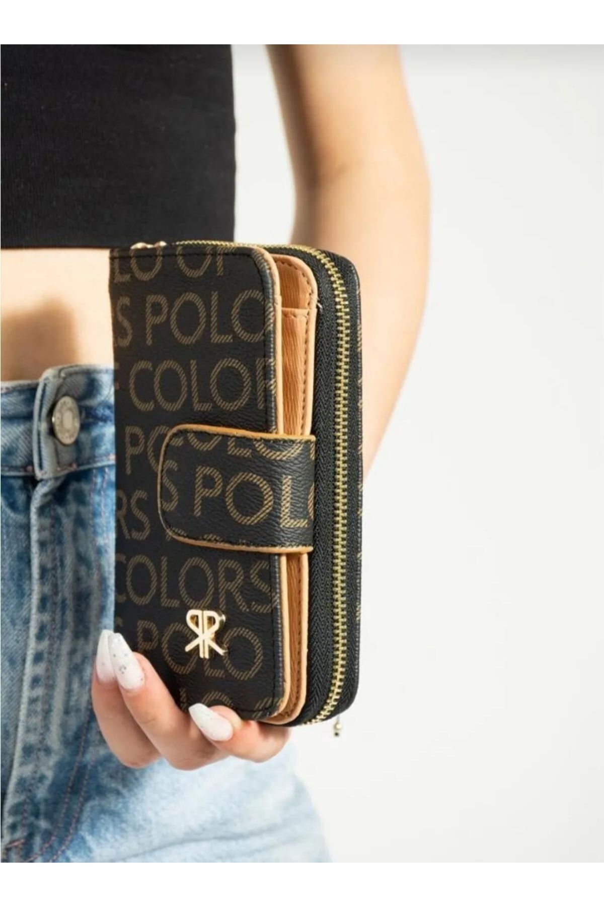 Women's Black Tababozık Coin and Card Slot Wallet