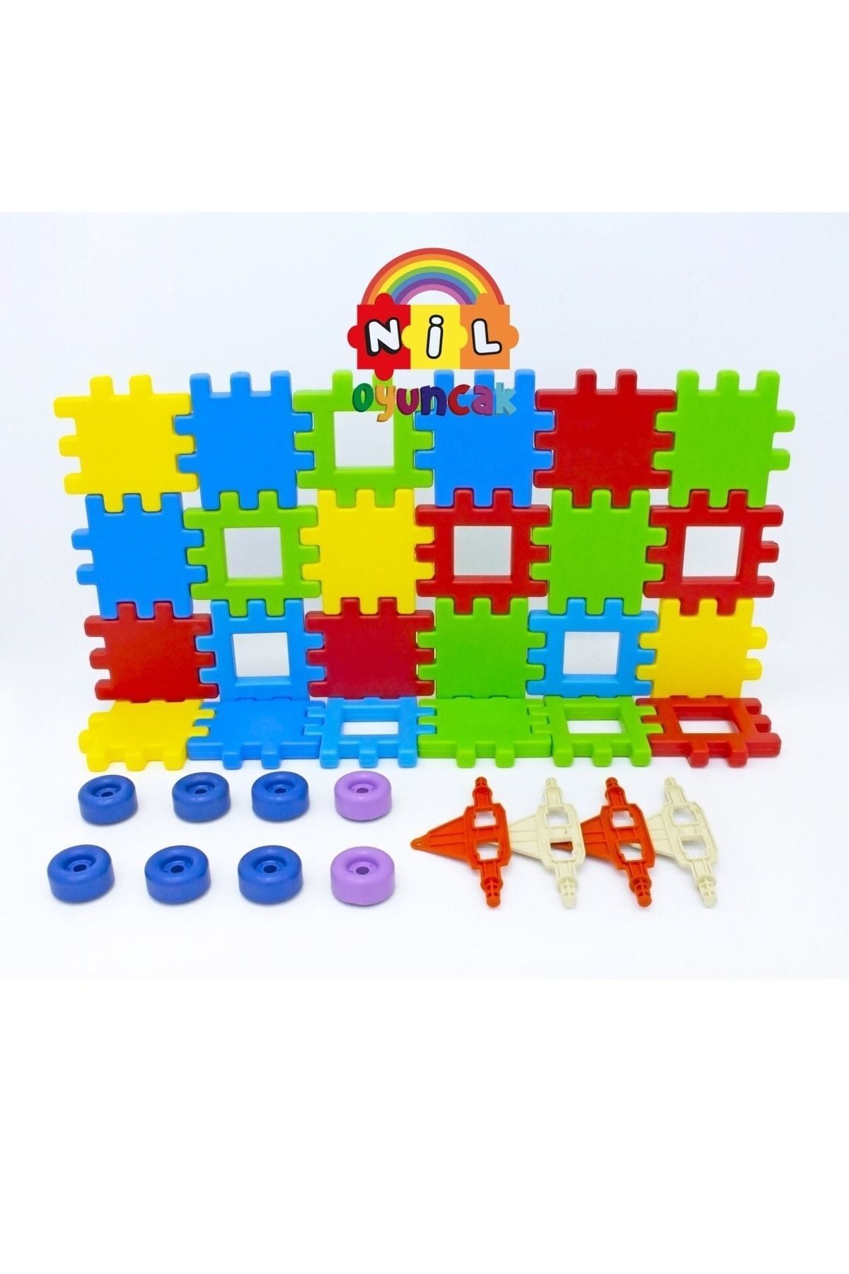 niloyuncak-36 Pieces Ef Block - Brick Block with Wheels and Large Size 3
