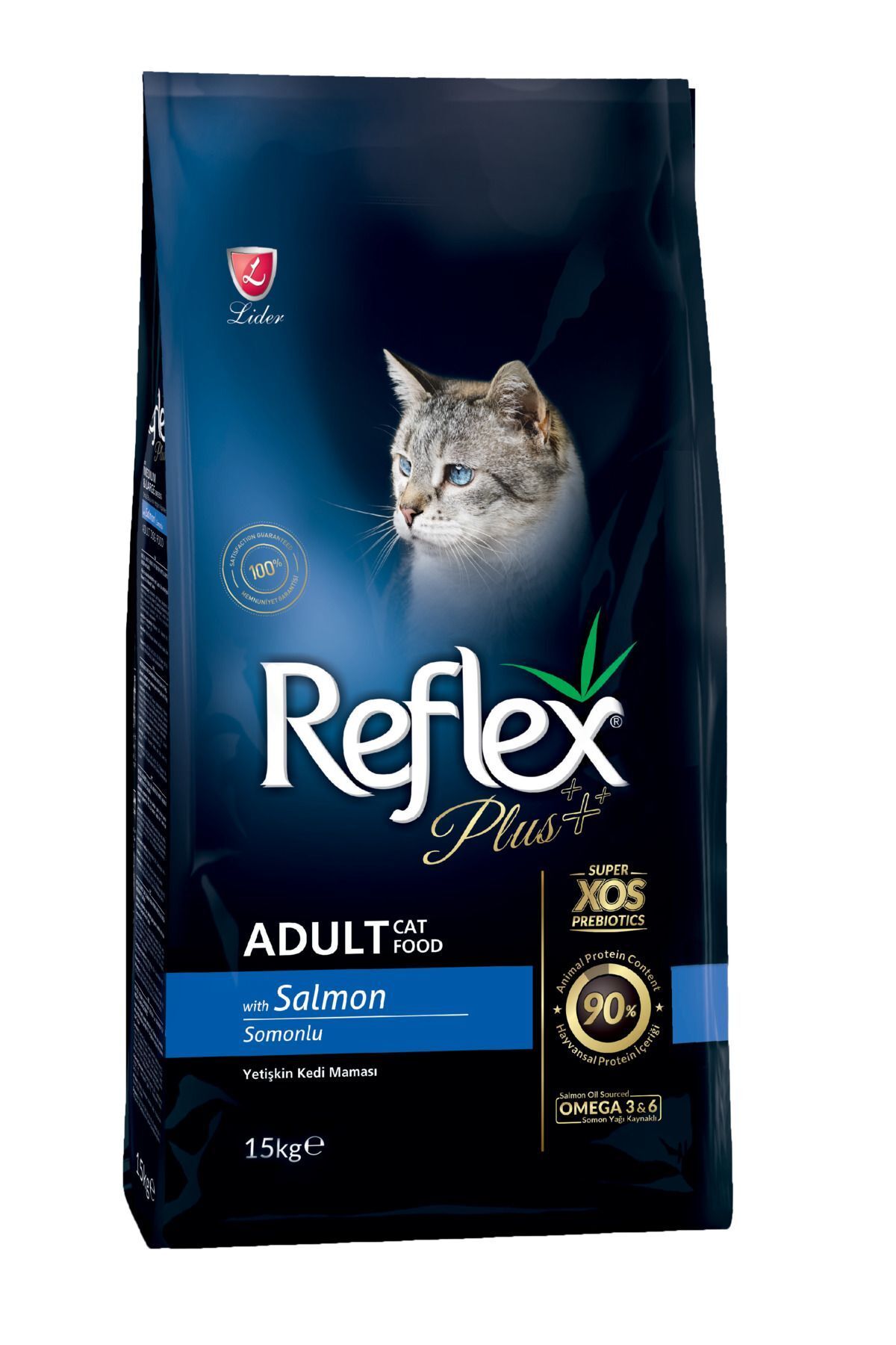 Корм для взрослых кошек Reflex Plus с лососем, 15 кг LY.19041