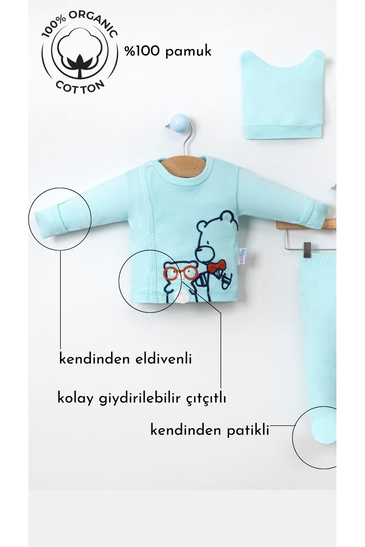 sahra bebek 2'li Doğum Seti (LEKE TUTMAZ,SU GEÇİRMEZ TERMAL BEBEK BAKIM ÇANTASI VE %100 PAMUK HASTANE ÇIKIŞI) fotoğrafı 3 (önizleme)