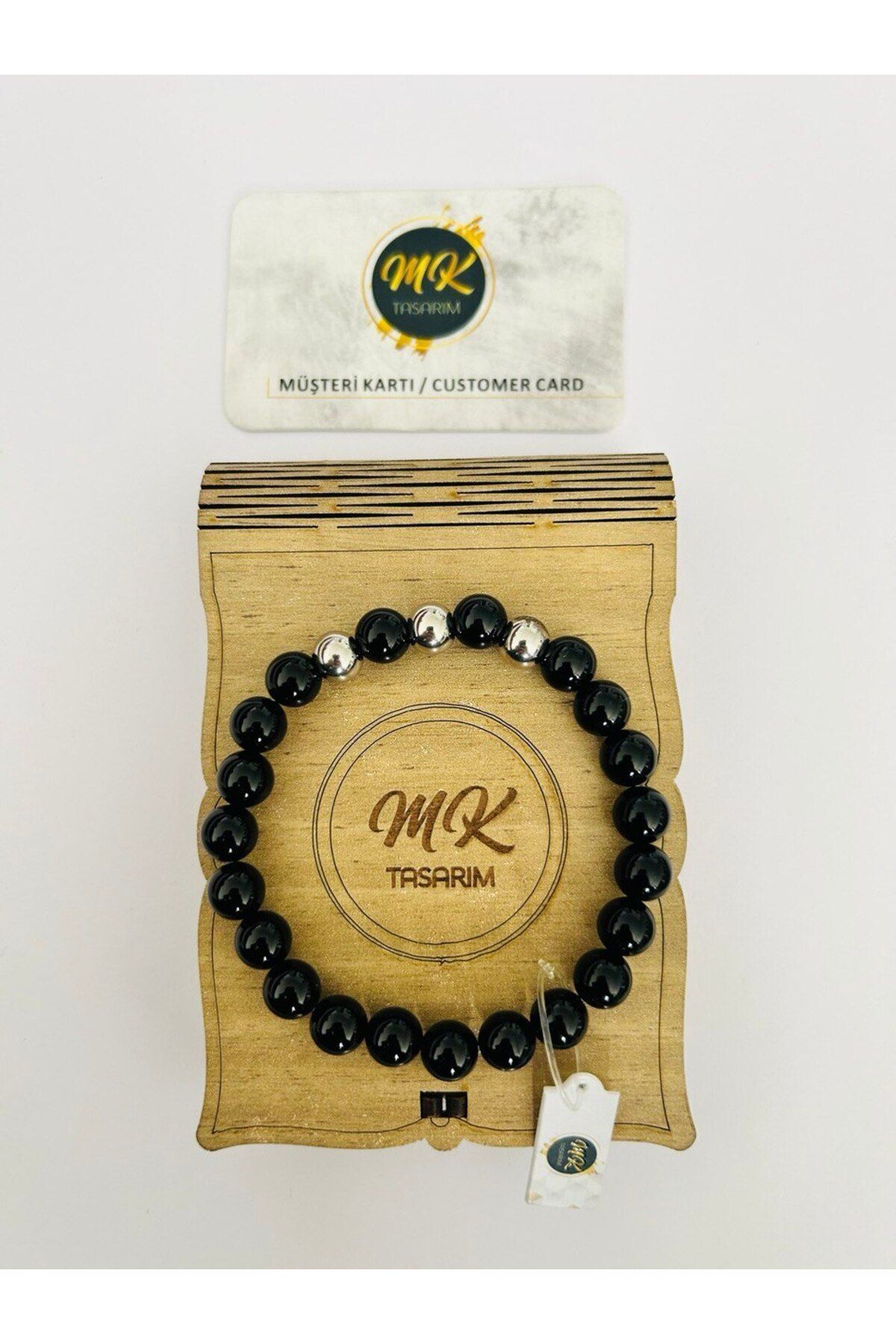 GENUINE OBSIDIAN STONE BRACELET MK.013.016