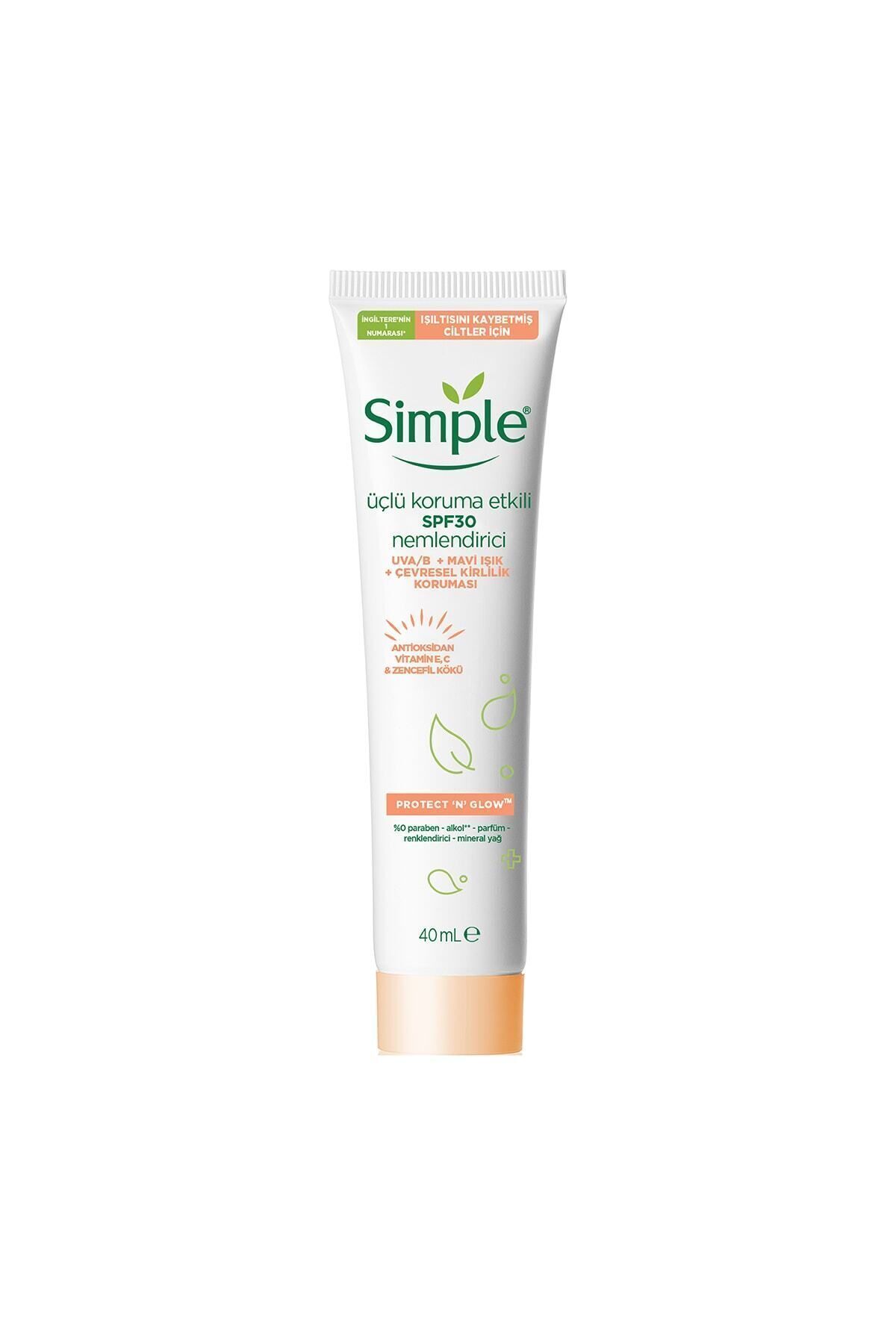 مرطوب کننده محافظ سه گانه Protect 'n' Glow با SPF30 برای پوست هایی که درخشندگی خود را از دست داده اند 40 میلی لیتر Simple