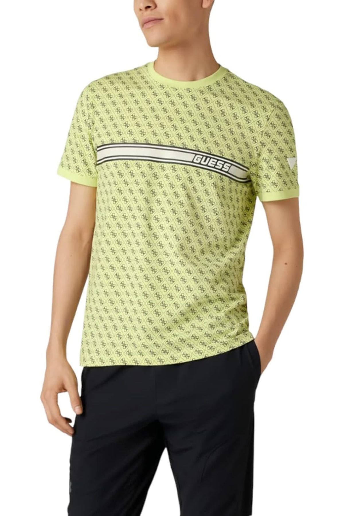 تی شرت زرد مردانه حدس Jamey 4G T shirt Guess