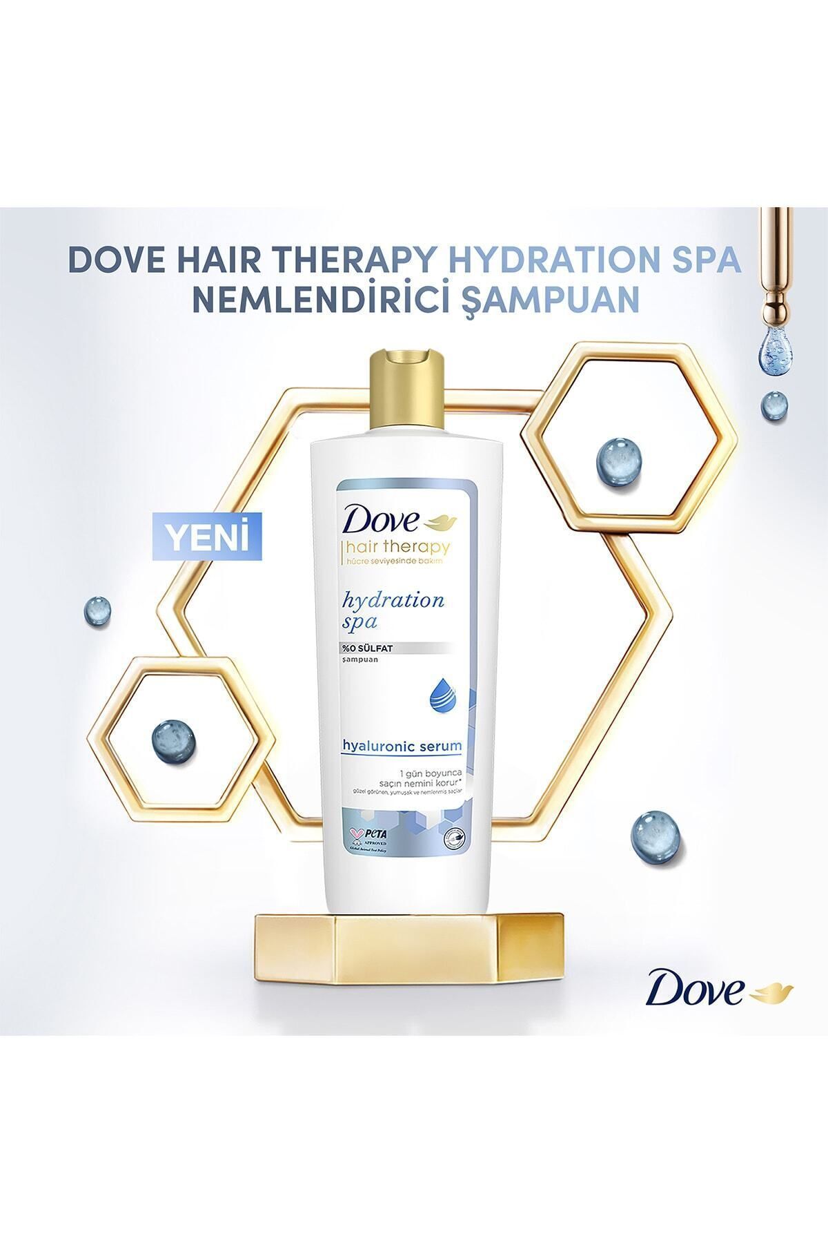 Dove-Hair Therapy 350 Ml Sulfate-Free Hair Care Shampoo - Hydration Spa Moisturizer + Comb Gift 3