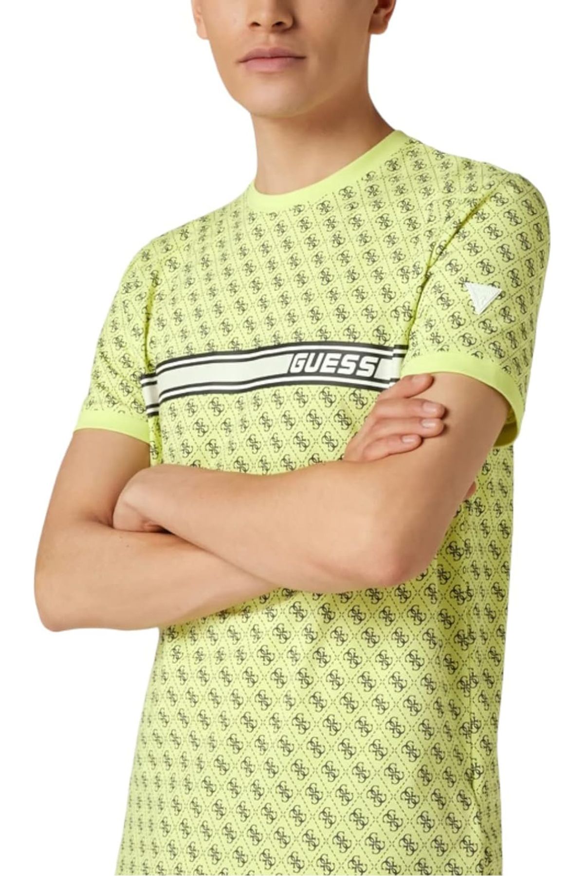 تی شرت زرد مردانه حدس Jamey 4G T shirt Guess
