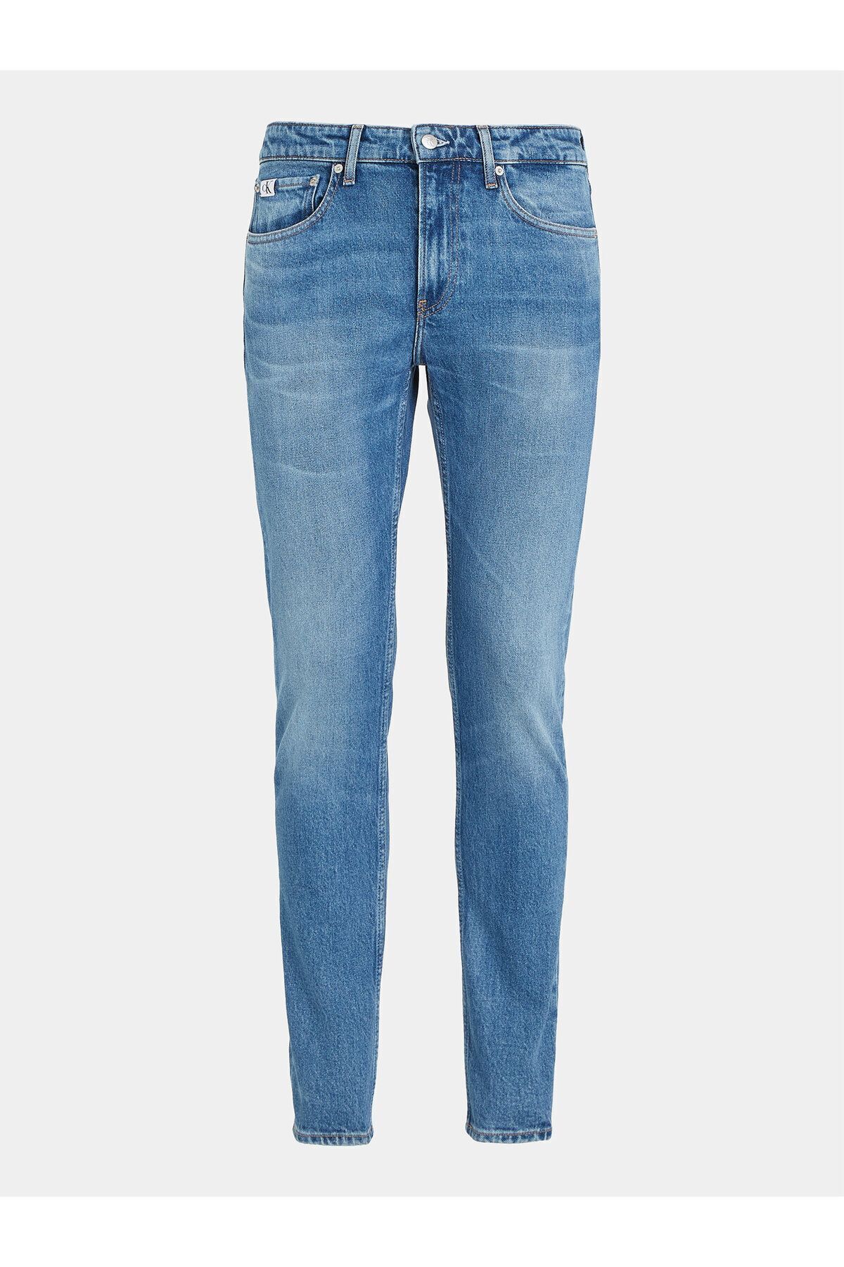شلوار جین مردانه پارچه مدل مسطح کمر آبی J30J323849 1AAA Calvin Klein