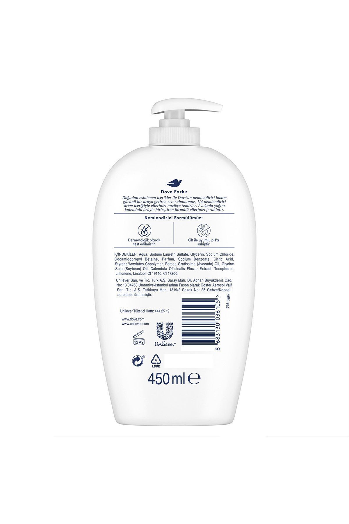 Dove-Moisturizing Liquid Soap Avocado Oil and Calendula Extract 450 ml 7