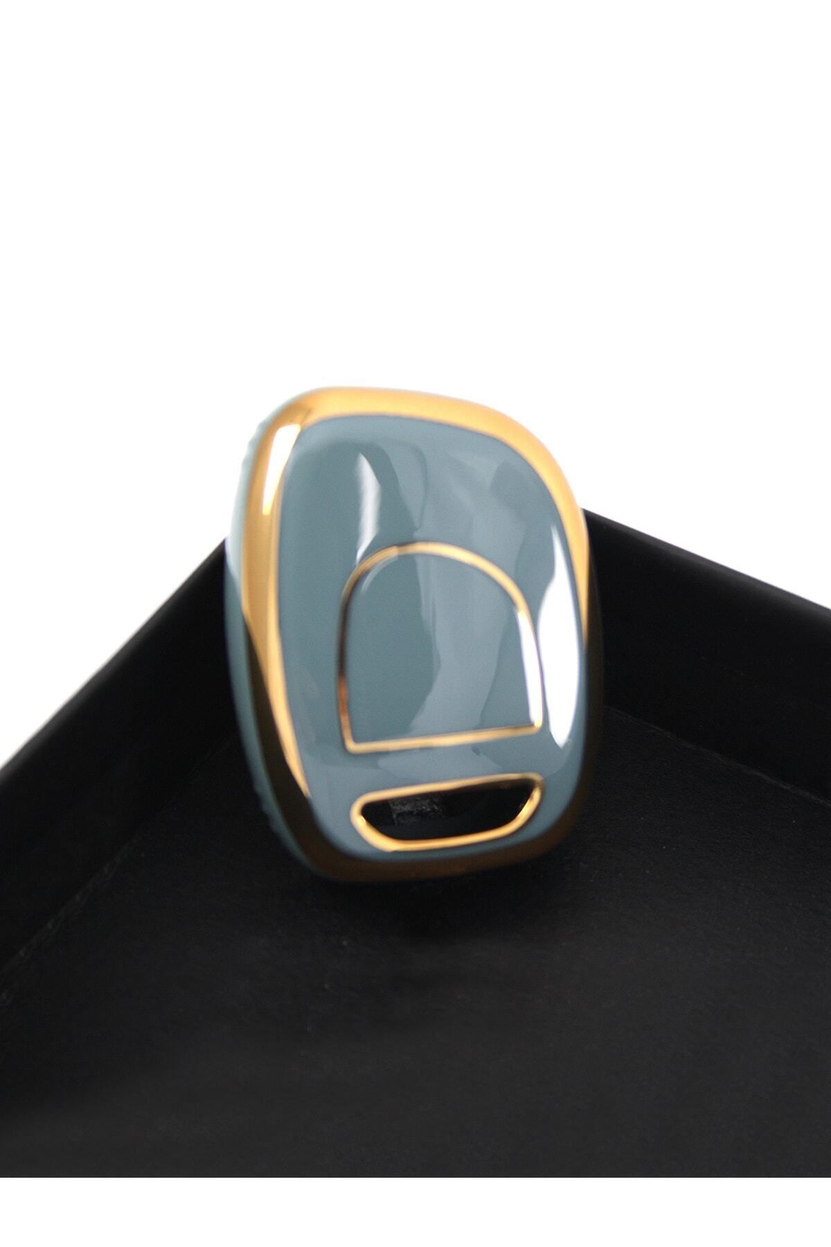 GMA KEYS-Lux Renault Clio 1, 2, Kangoo 1 Button Nano Key Case Gray Gold Gold Color 1st Quality 5
