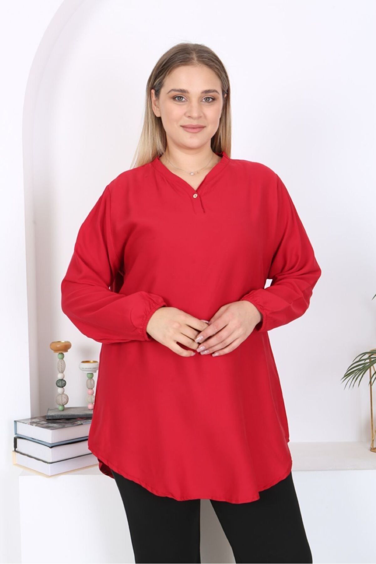 Tunikteks Dokuma viskon pamuklu yumuşak kumaş rahat kesim Tunik