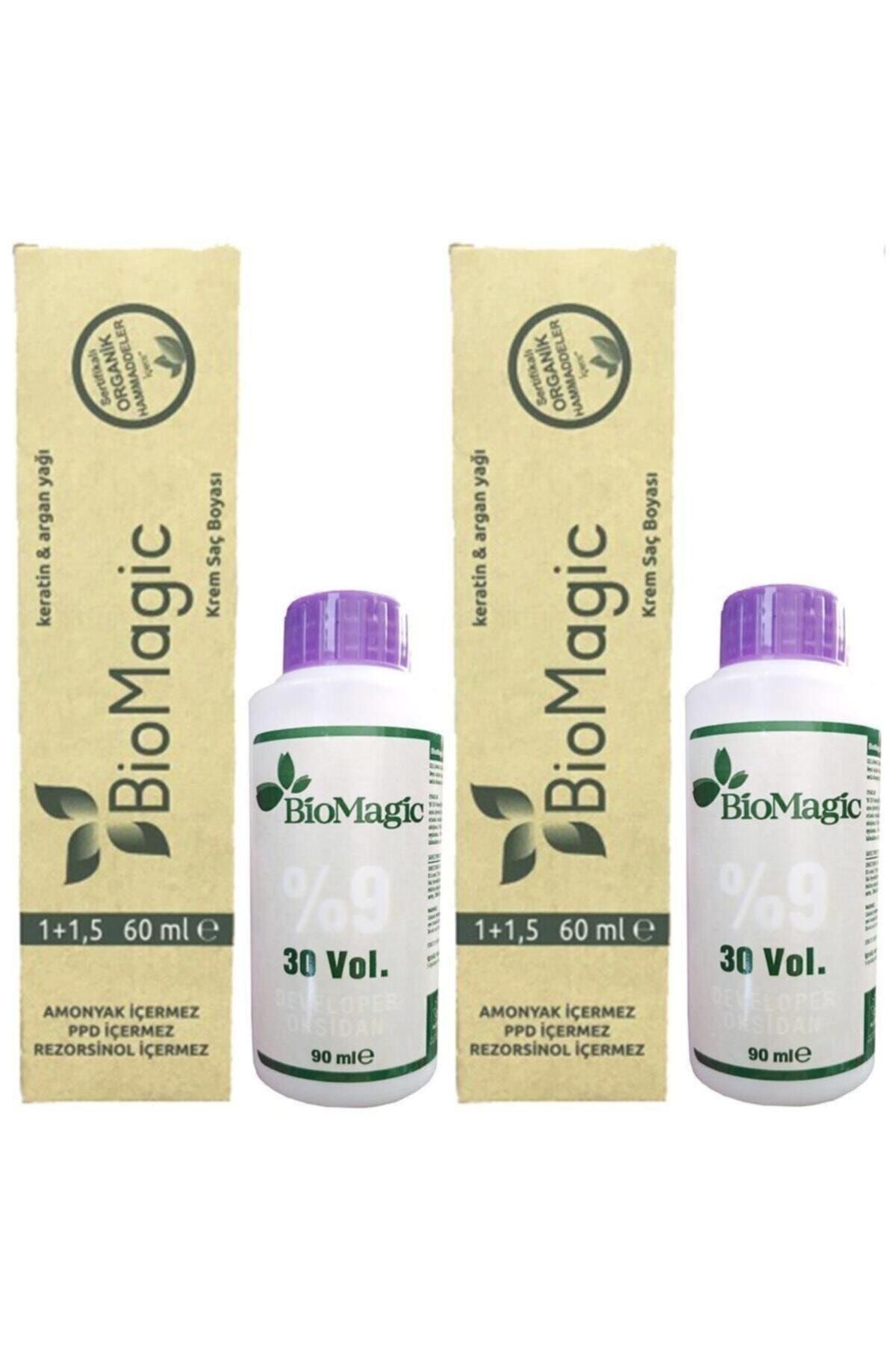 رنگ موی بدون آمونیاک ارگانیک (کارامل طلایی-88.07) + اکسیدان (2 عدد) BioMagic