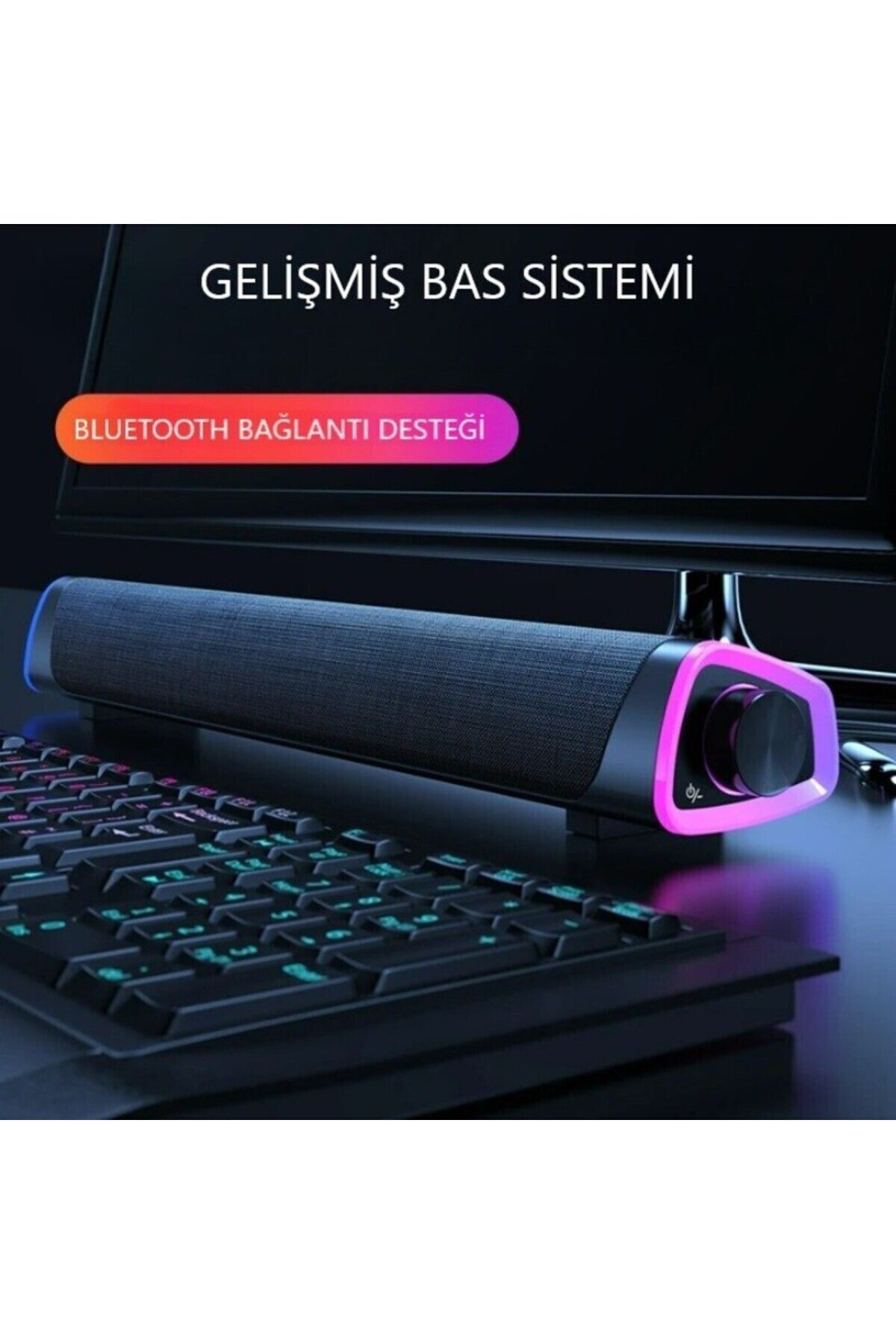 Bluetooth Hoparlör Güçlü Bass Subwoofer Soundbar Tv Ses Sistemi Stereo Işıklı