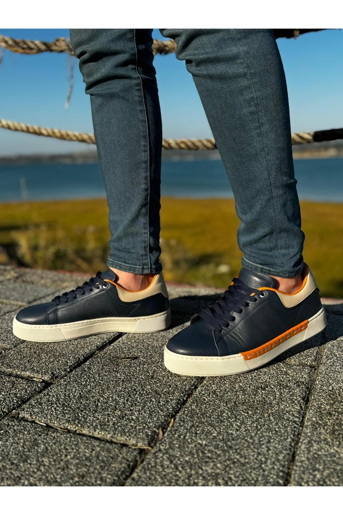 کفش های کژوال مردانه ورزشی چرمی واقعی روزانه BESS SHOES