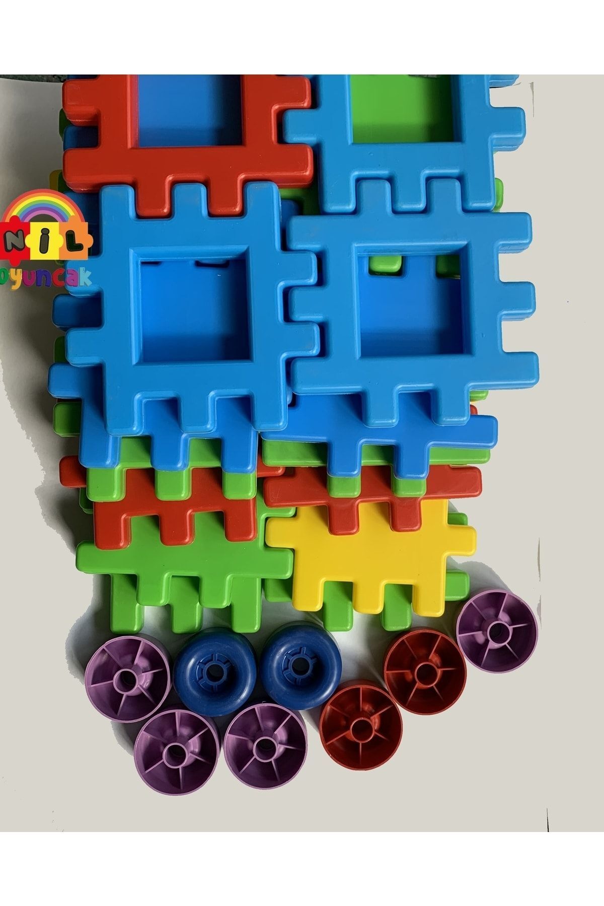 niloyuncak-36 Pieces Ef Block - Brick Block with Wheels and Large Size 2