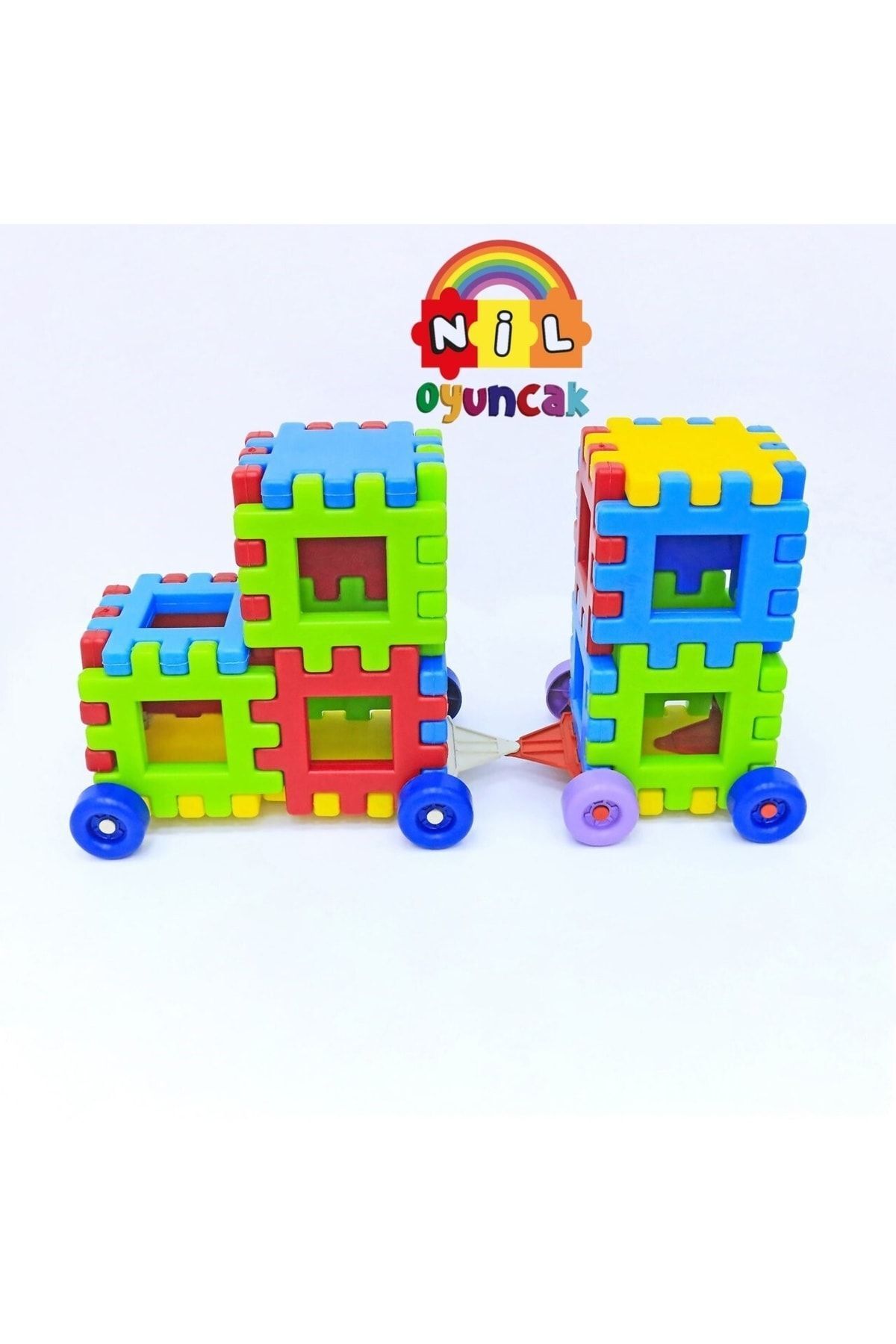 niloyuncak-36 Pieces Ef Block - Brick Block with Wheels and Large Size 7