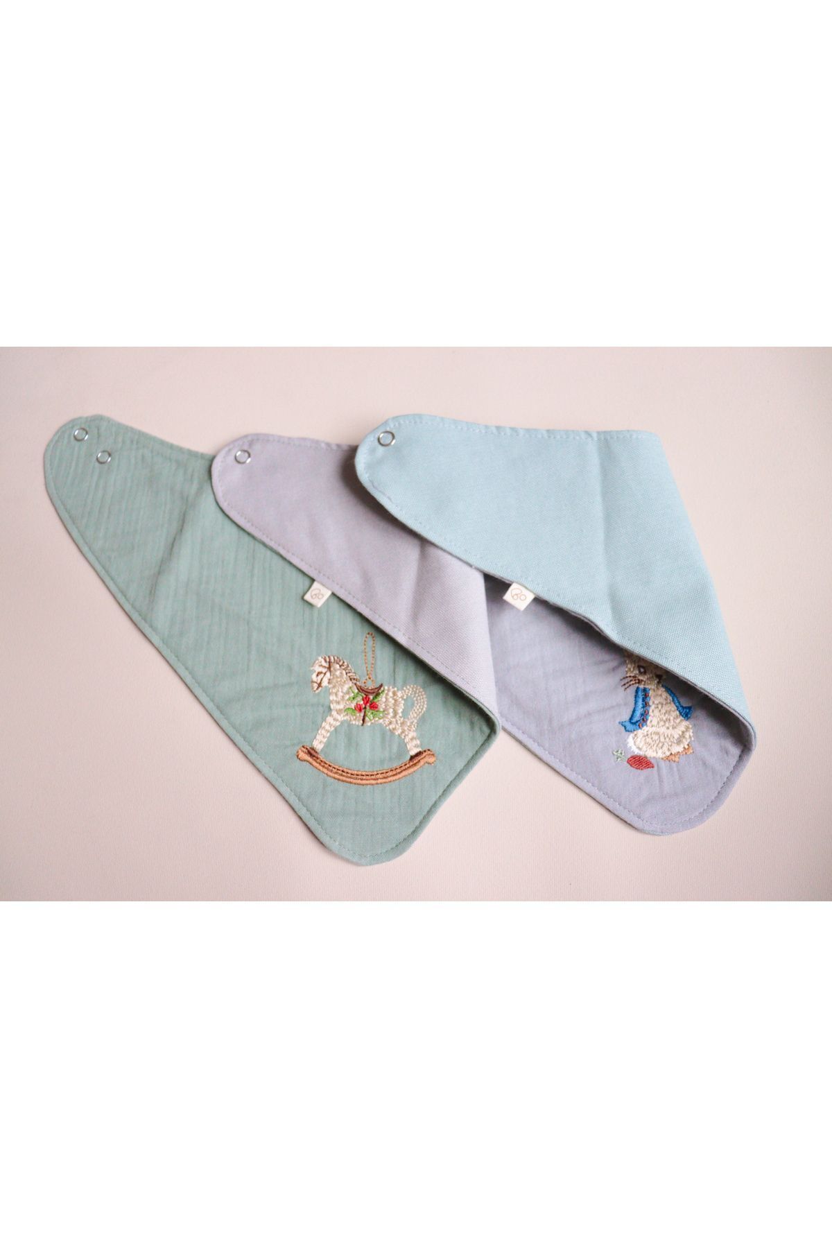 ilays beauty Çift Taraflı Bebek Önlüğü İkili Takım (Atlı karınca-Peter Rabbit Mavi) fotoğrafı 5 (önizleme)