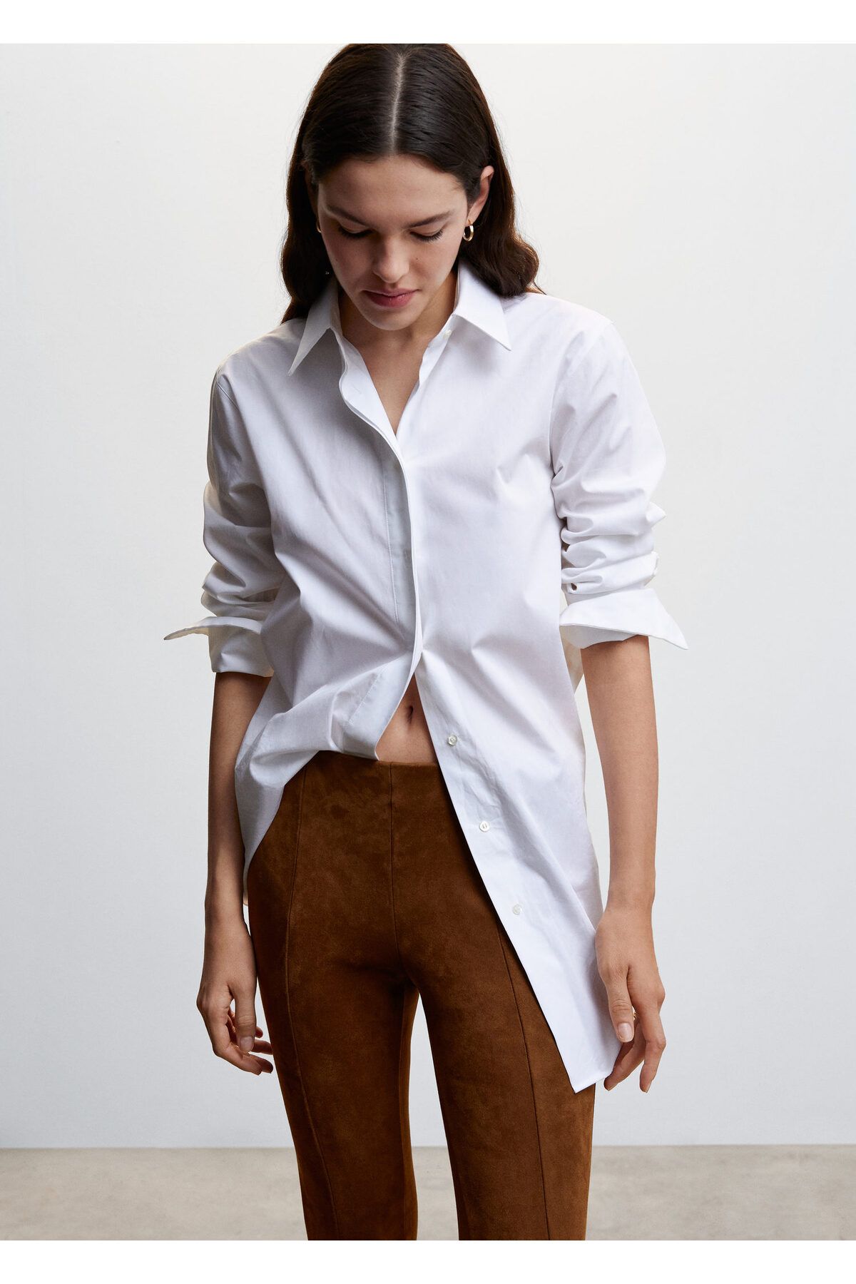 MANGO Woman-Čokoládové dámske legíny37097733 5