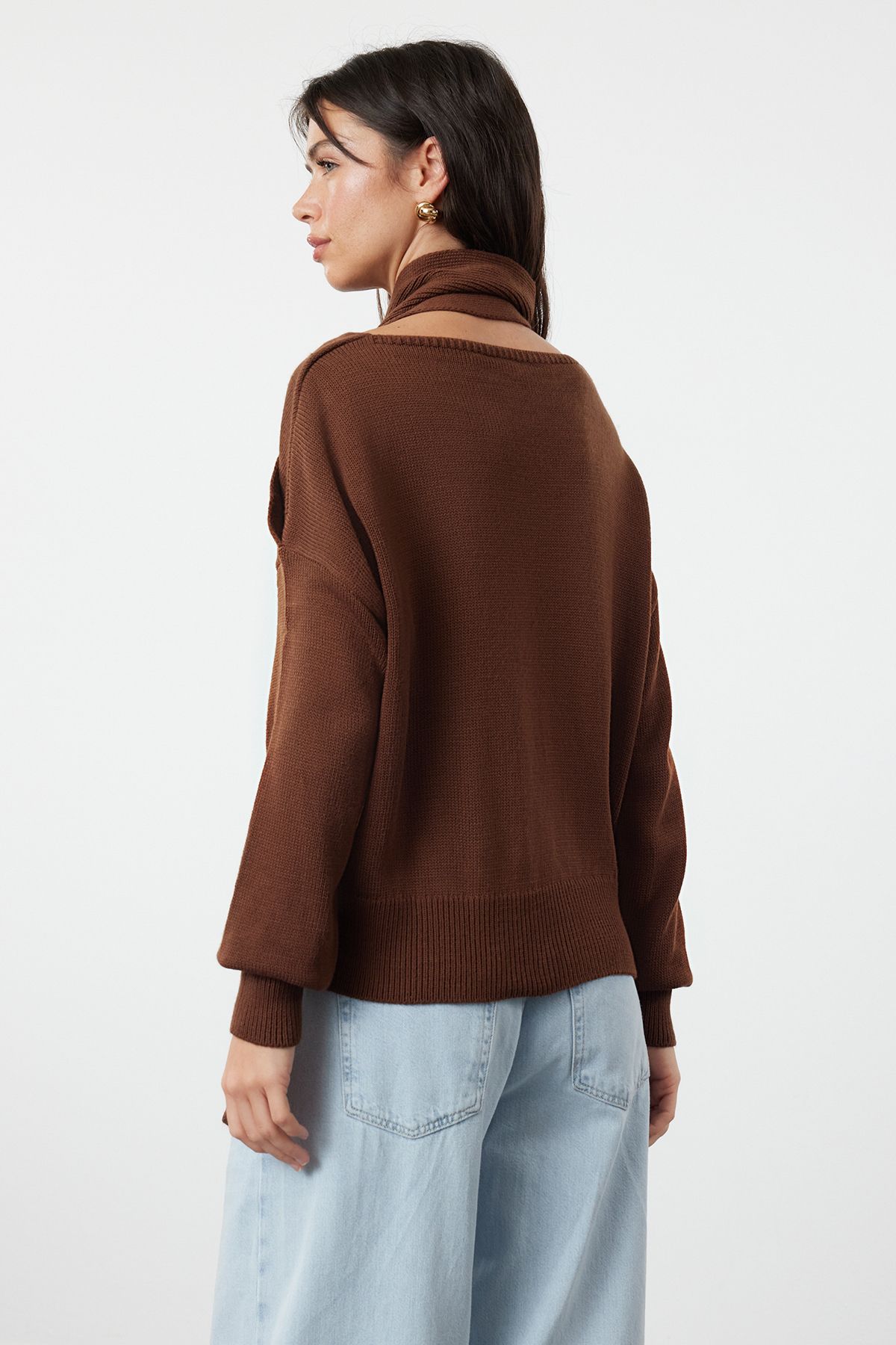 Trendyol Collection-Schal Strickpullover Braun - TWOAW25KZ00067 5