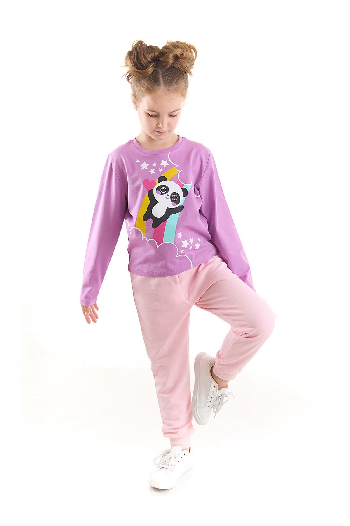 Denokids Rainbow Panda Комплект футболок и брюк для девочек CFF-22S1-113