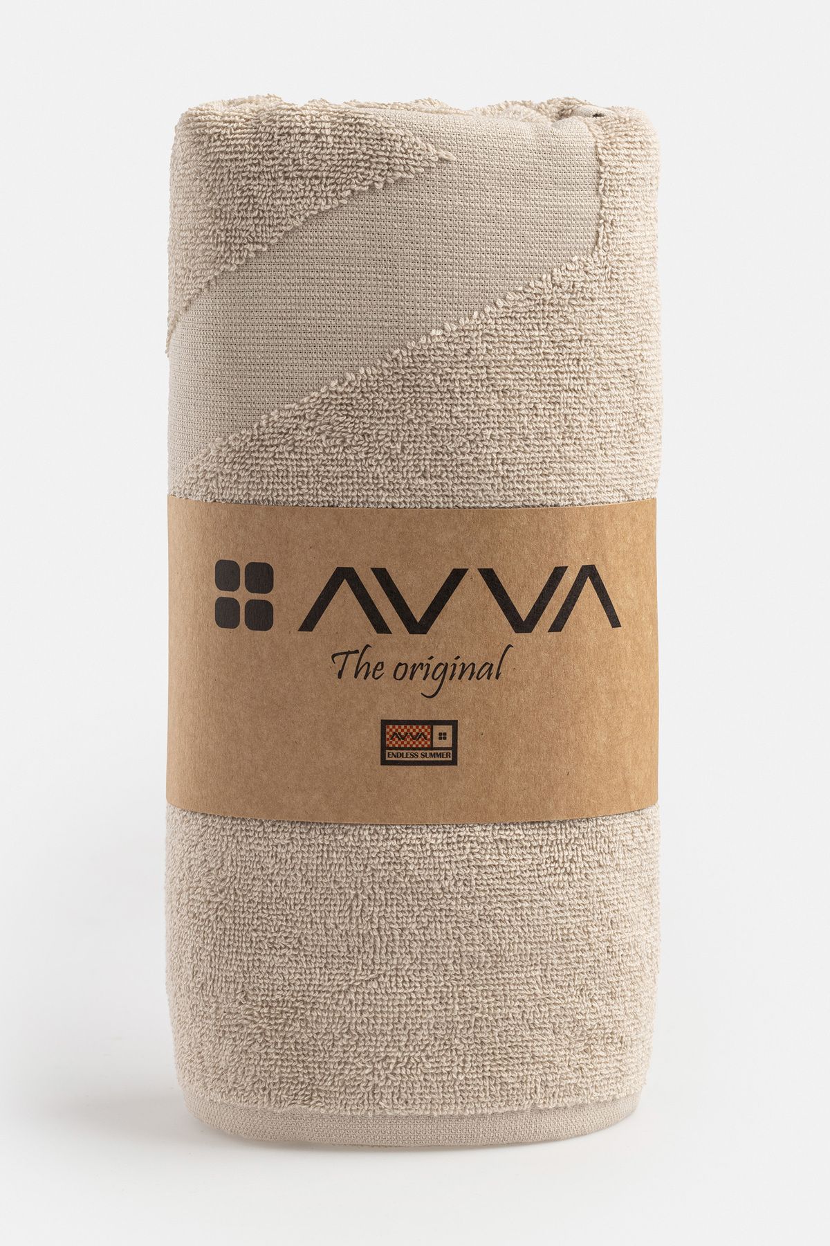 Avva Мужское бежевое мягкое пляжное полотенце из 100% хлопка с высокой водопоглощающей надписью A41y8204 A41Y8204