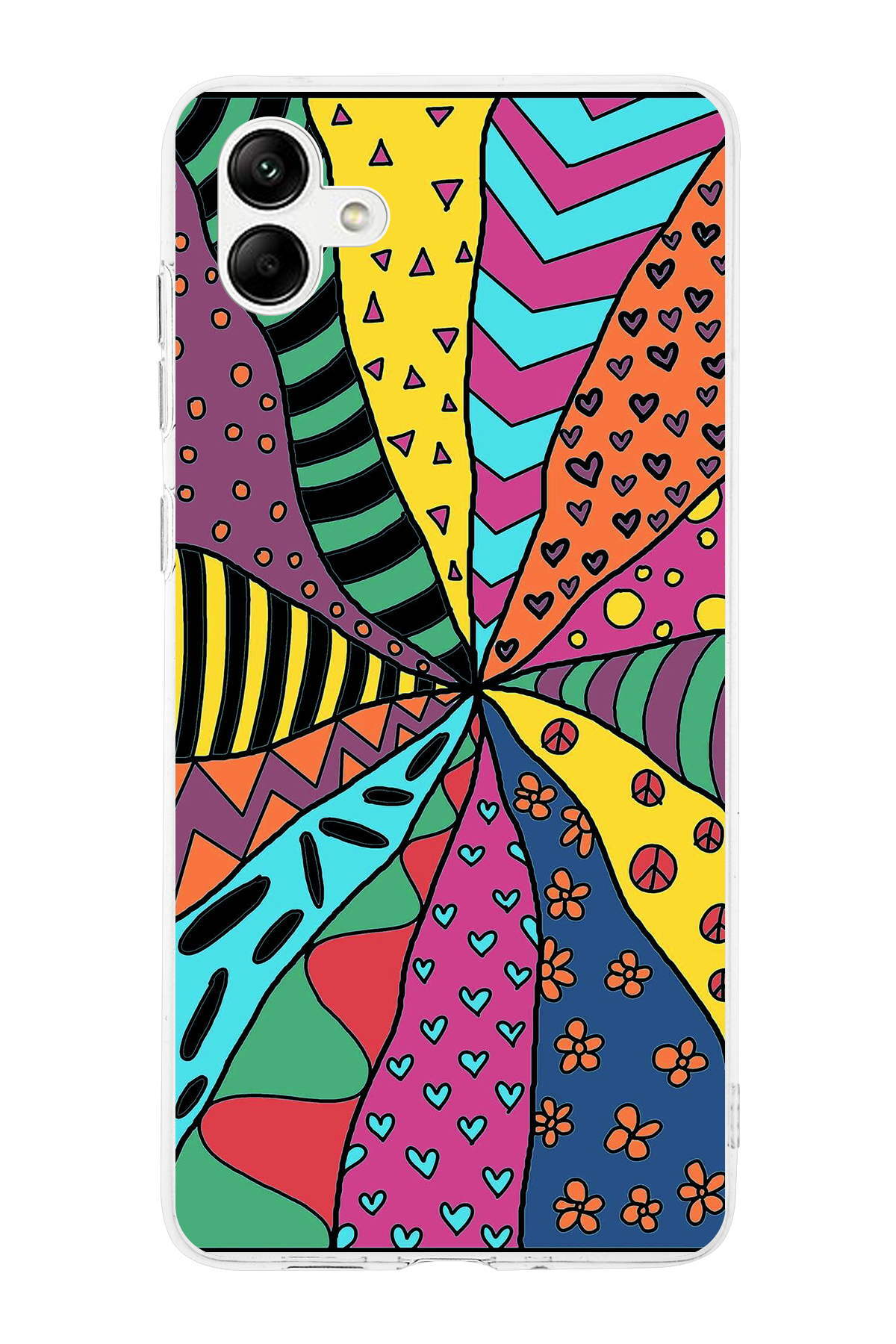 Samsung Galaxy M14 ile Uyumlu 1mm Slim Fit Retro Colors 4 Baskılı Şeffaf Kılıf