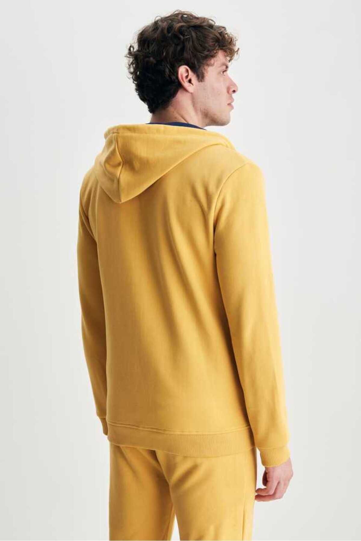 UCLA-HILGARD Yellow Hooded and Zippered Printed Standard Fit Men's Sweatshirt 3
