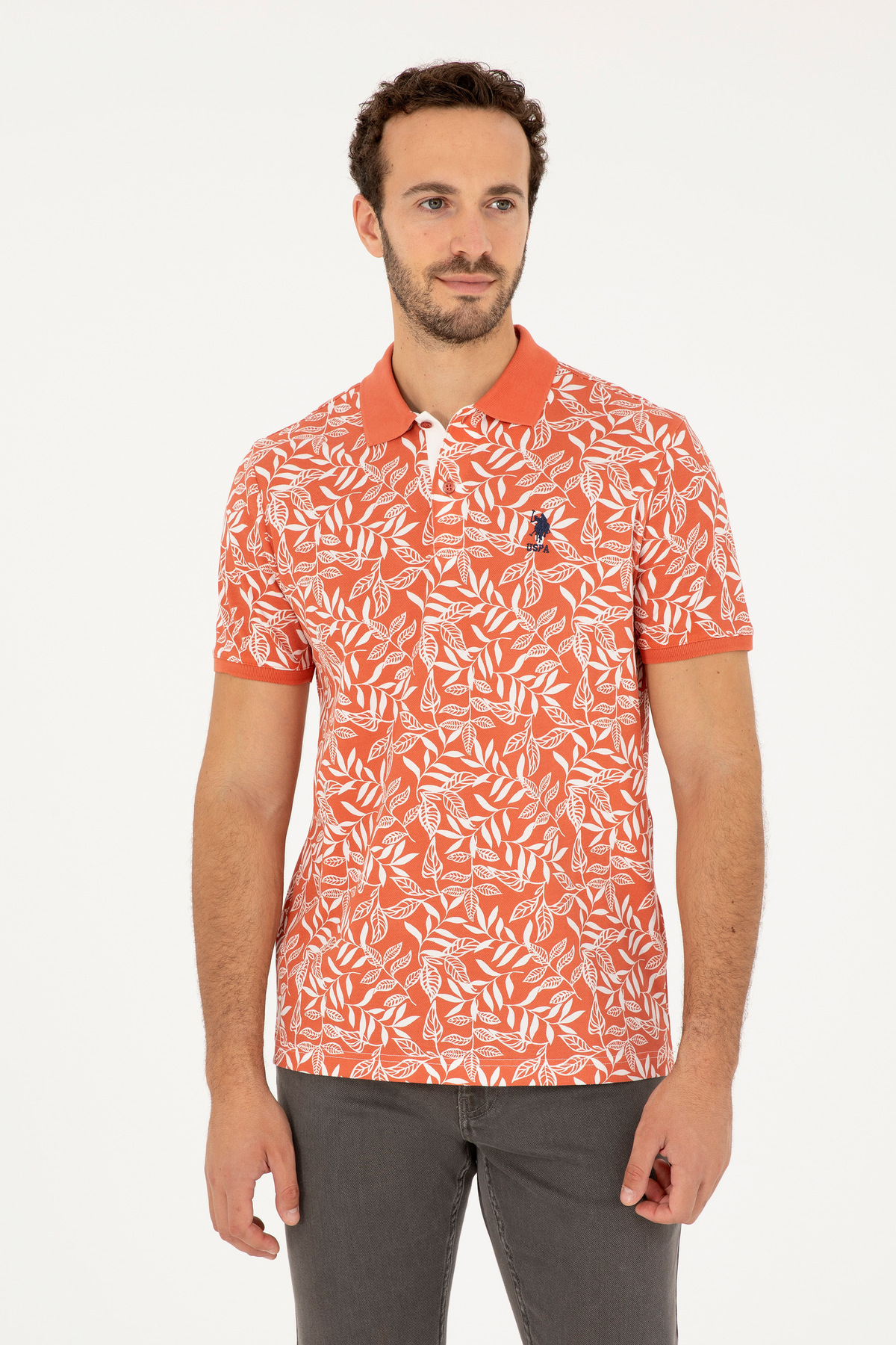 یو اس پولو تی‌شرت ورزشی مردانه طرح‌دار یو اس پولو مدل G081SZ011.000.1826921 GETAFE