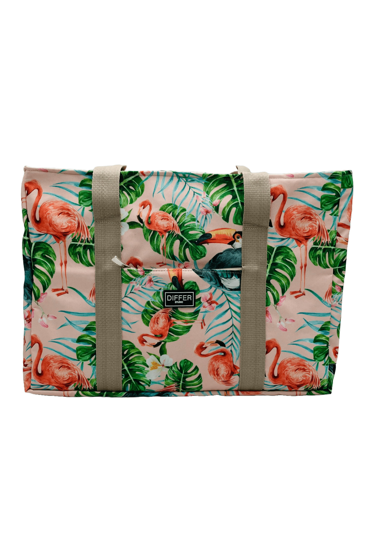 Tropical Leaf Pattern Pink Waterproof Black Inner Bag Hanging 2pcs Beach/arm/shoulder/sports bag