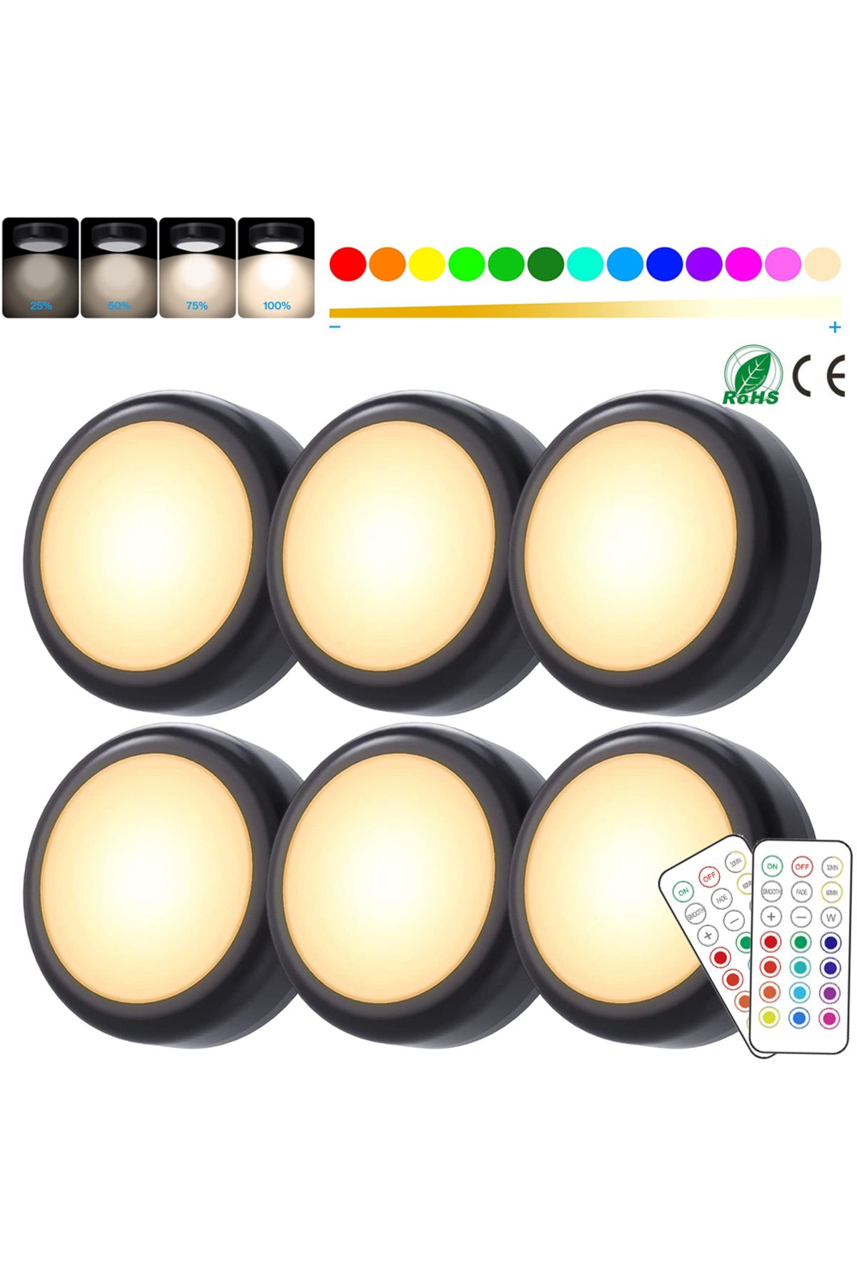 JGT-1-6Pcs RGBW LED Puck - Nocturne Lumière For WiFi Controlled And Dimmable Folder 2
