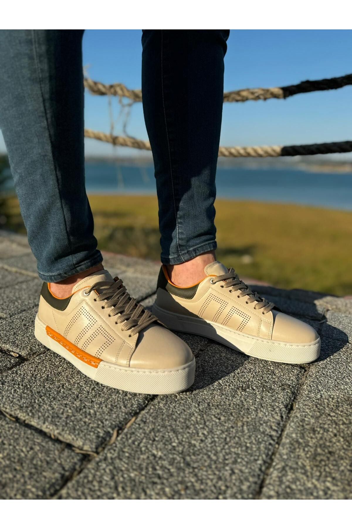 کفش های کژوال مردانه ورزشی چرمی واقعی روزانه BESS SHOES