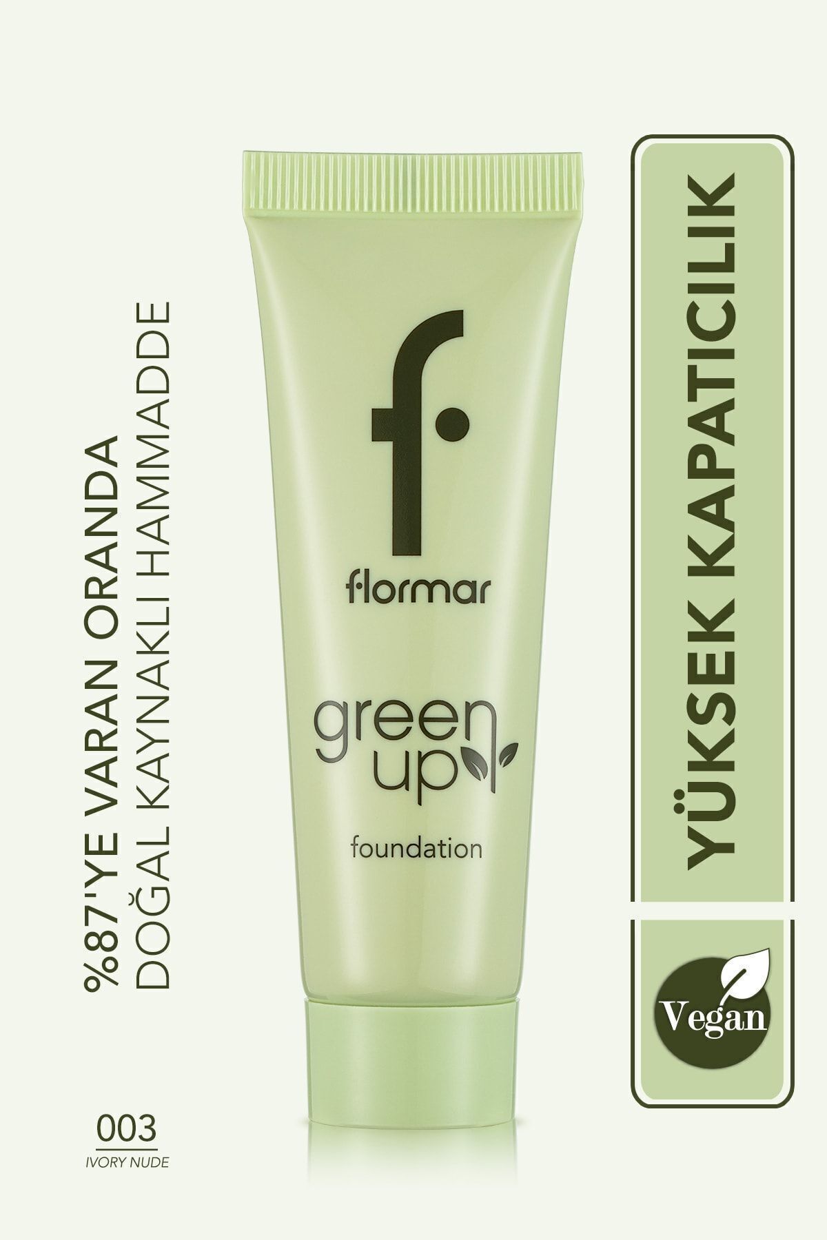 Flormar Semi-Matte Finish на водной основе Vegan Foundation- Green Up Foundation-003 Ivory Nude-4251903322225 41000016-003