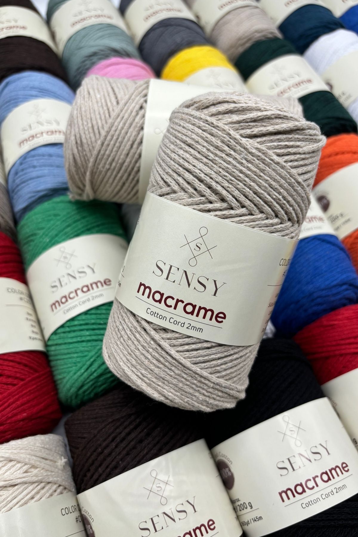 SENSY-Dark Gray Macrame String - 2mm Cotton Chain Bag, Supla String Cotton String 5