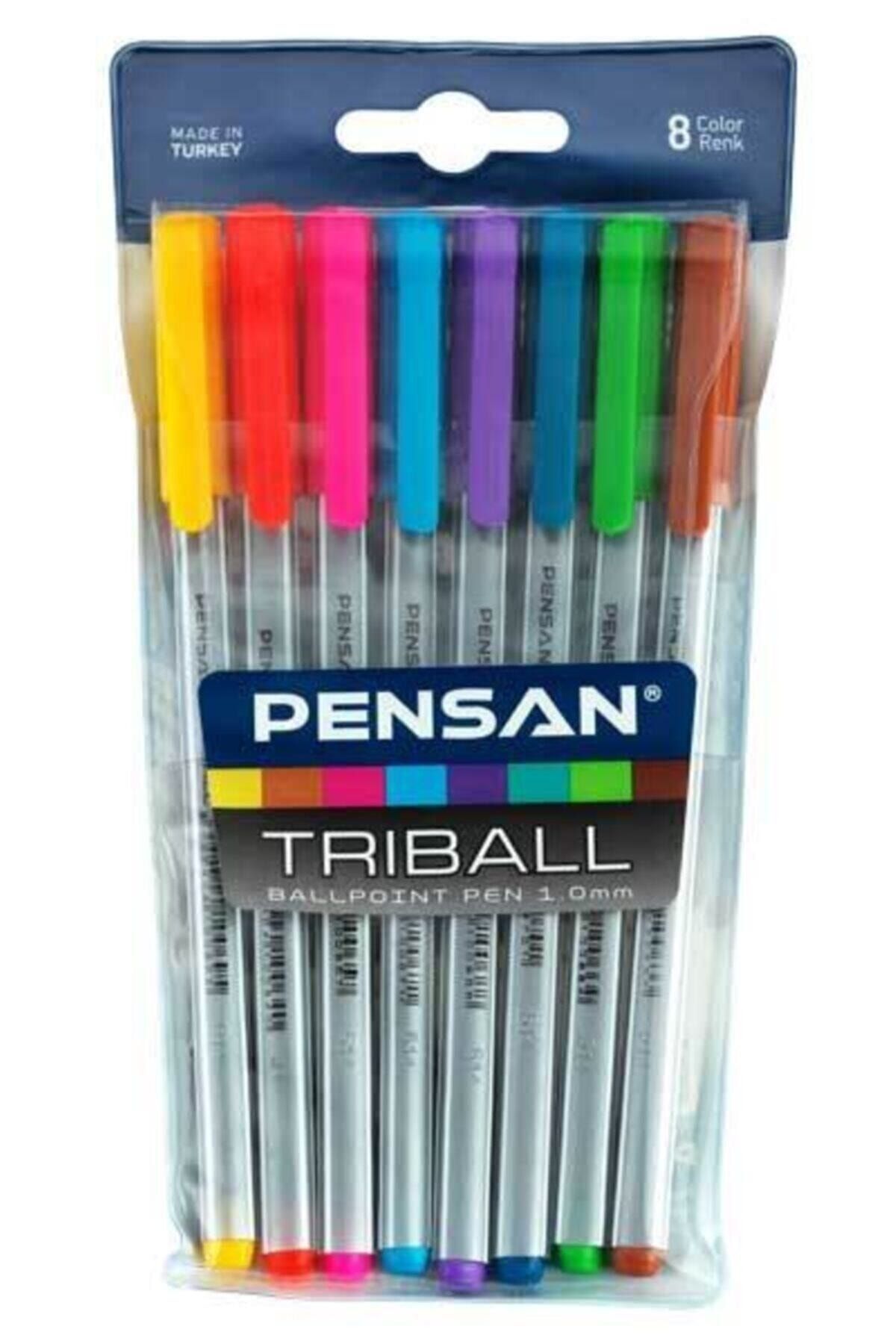 Шариковая ручка Pensan Triball, 1,00 мм, набор из 8 цветов 01003 COLORFUL