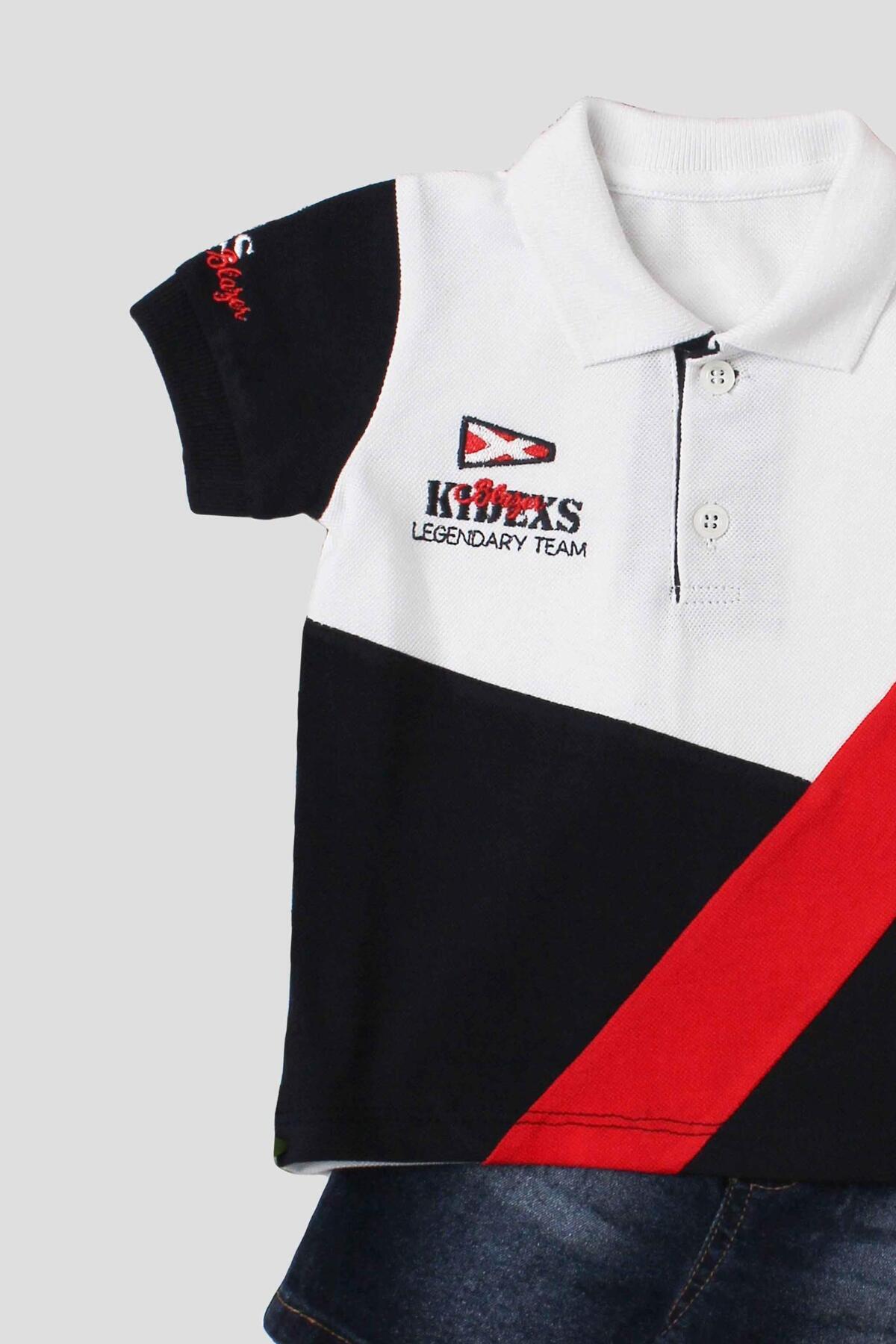 Chicsy Baby Erkek bebek pamuklu polo takım pantolon üst ikili takım düğün doğum günü nişan nikah bayram fotoğrafı 3 (önizleme)