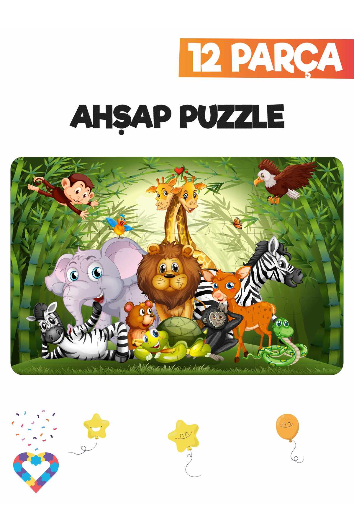 esatoys Ahşap Çocuk Puzzle 12 Parça