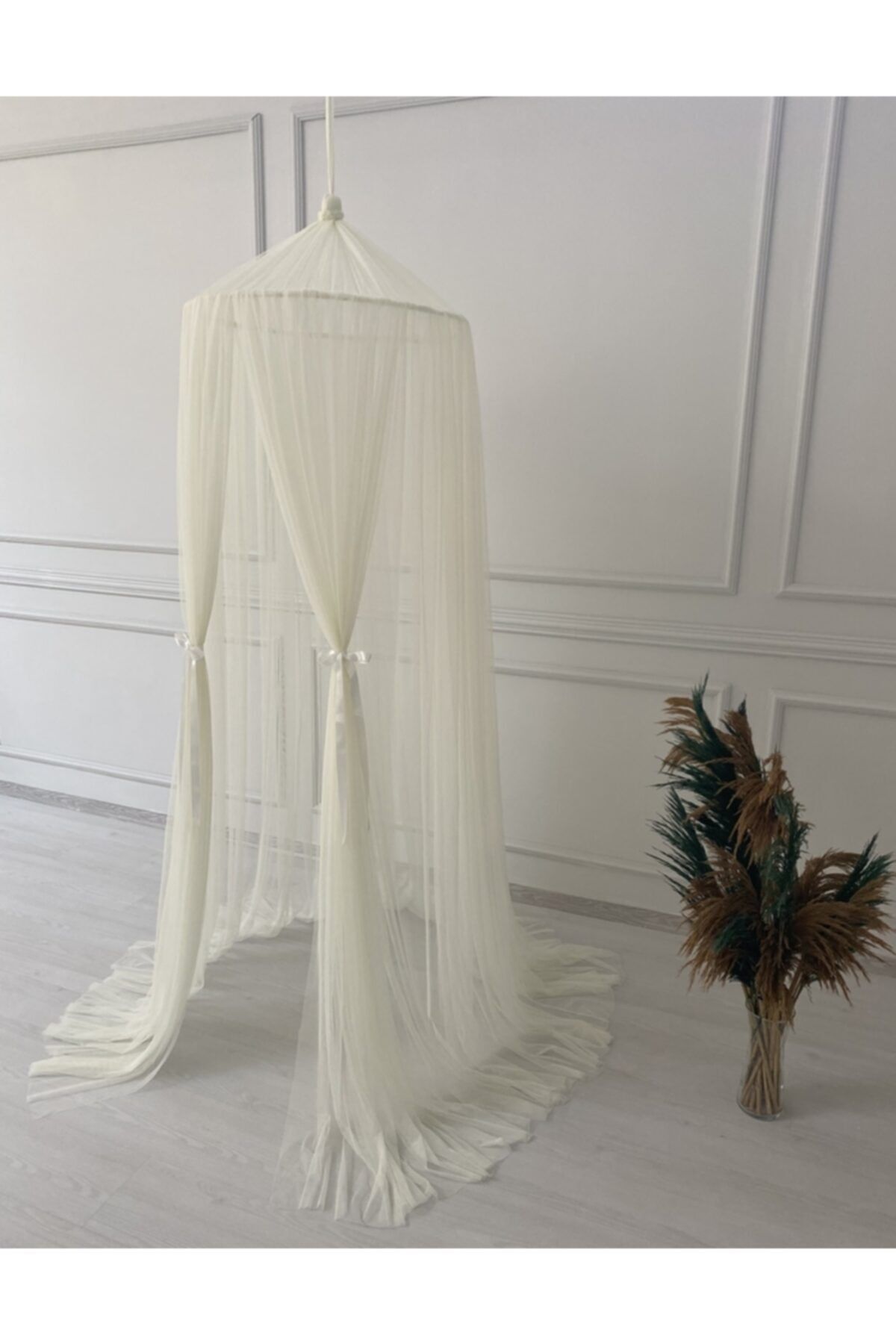 Pastelya Krem Tül Cibinlik Gölgelik Sineklik S Beden fotoğrafı 4 (önizleme)