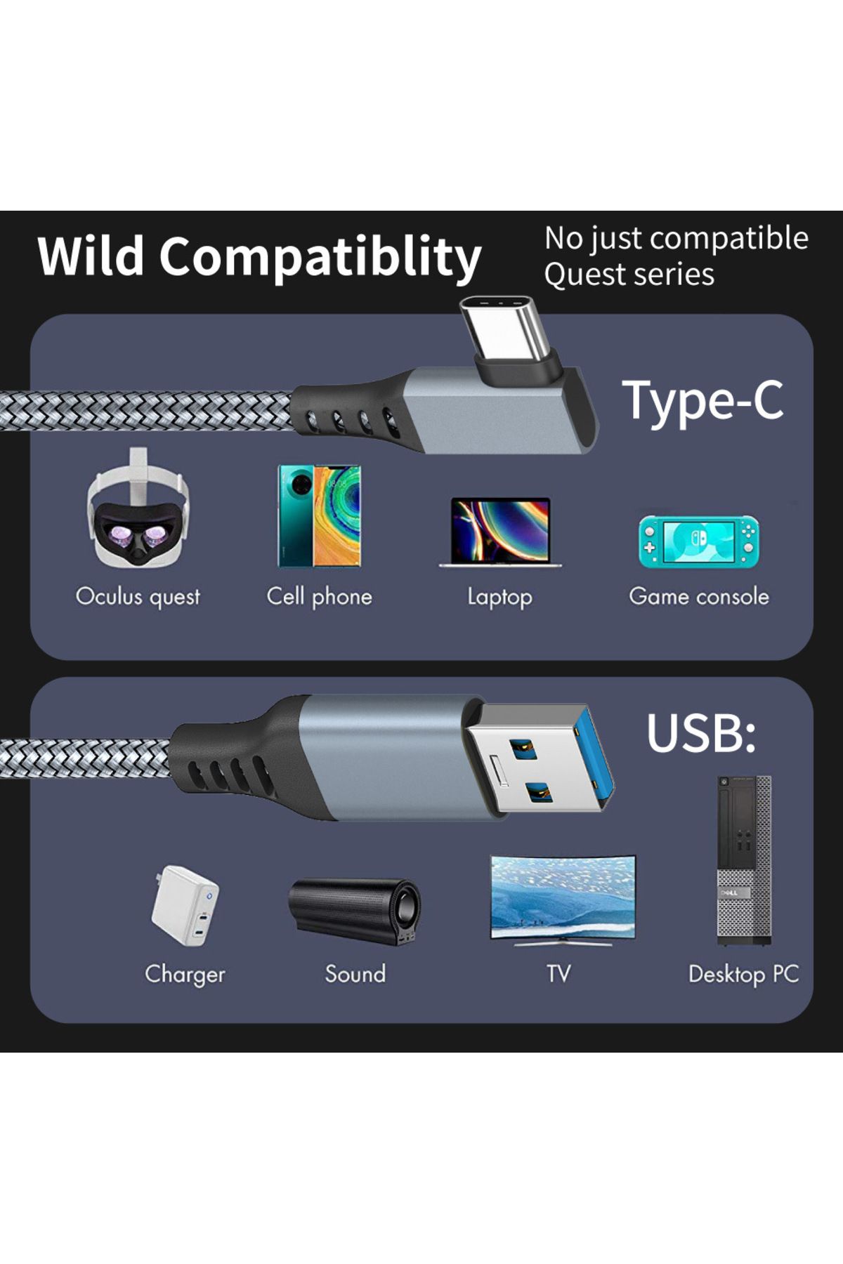 Choice-Link Cable 3 6 5M USB A To Type C For Oculus Quest 2 Quest2 Accessory Virtual Reality VR Glasses ... 5