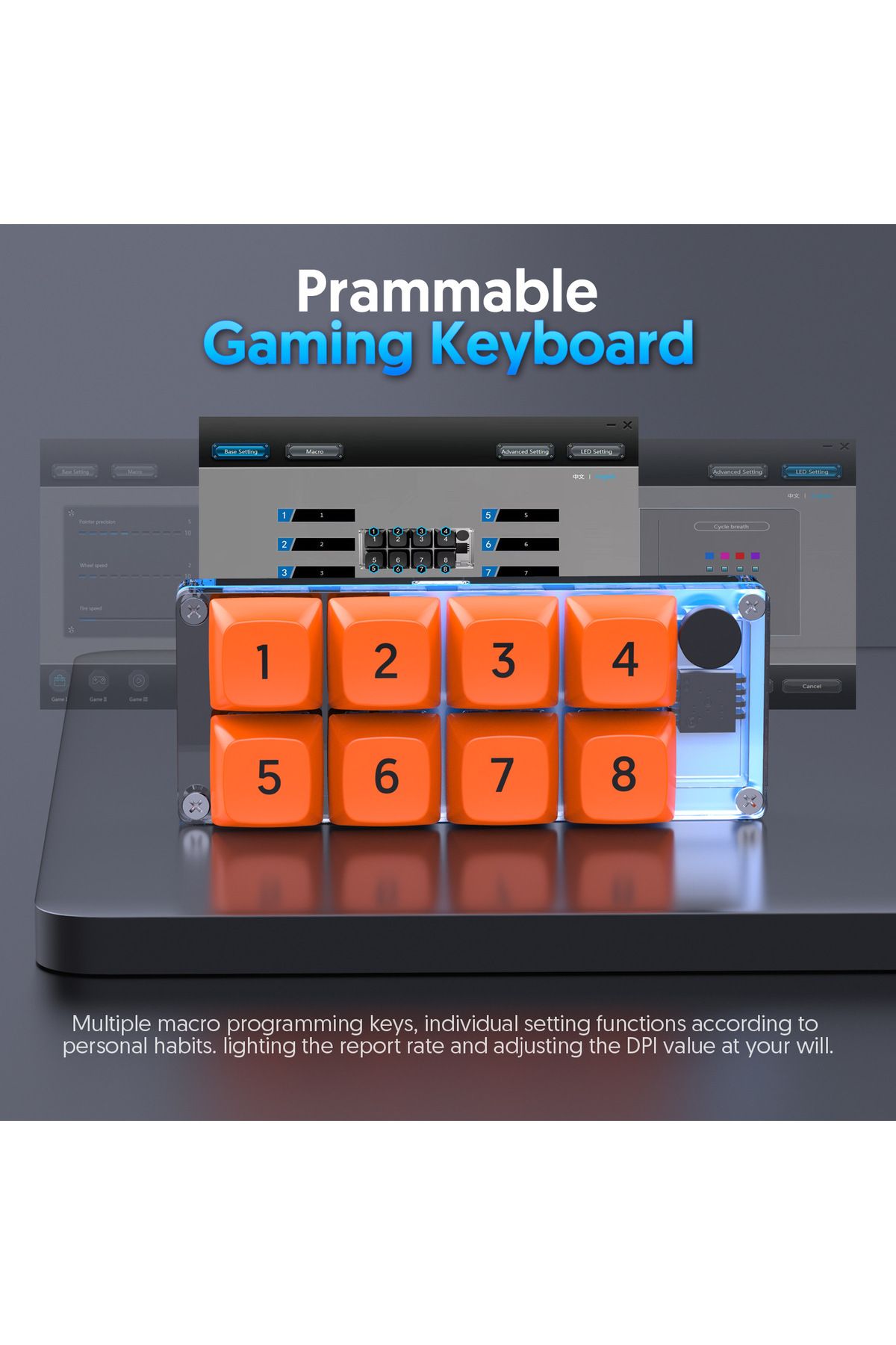 Choice-8 Key Macro Programmable Fully Hot Swappable Mechanical Switch 4 Color RGB Light Gaming Mini Keyb... 3