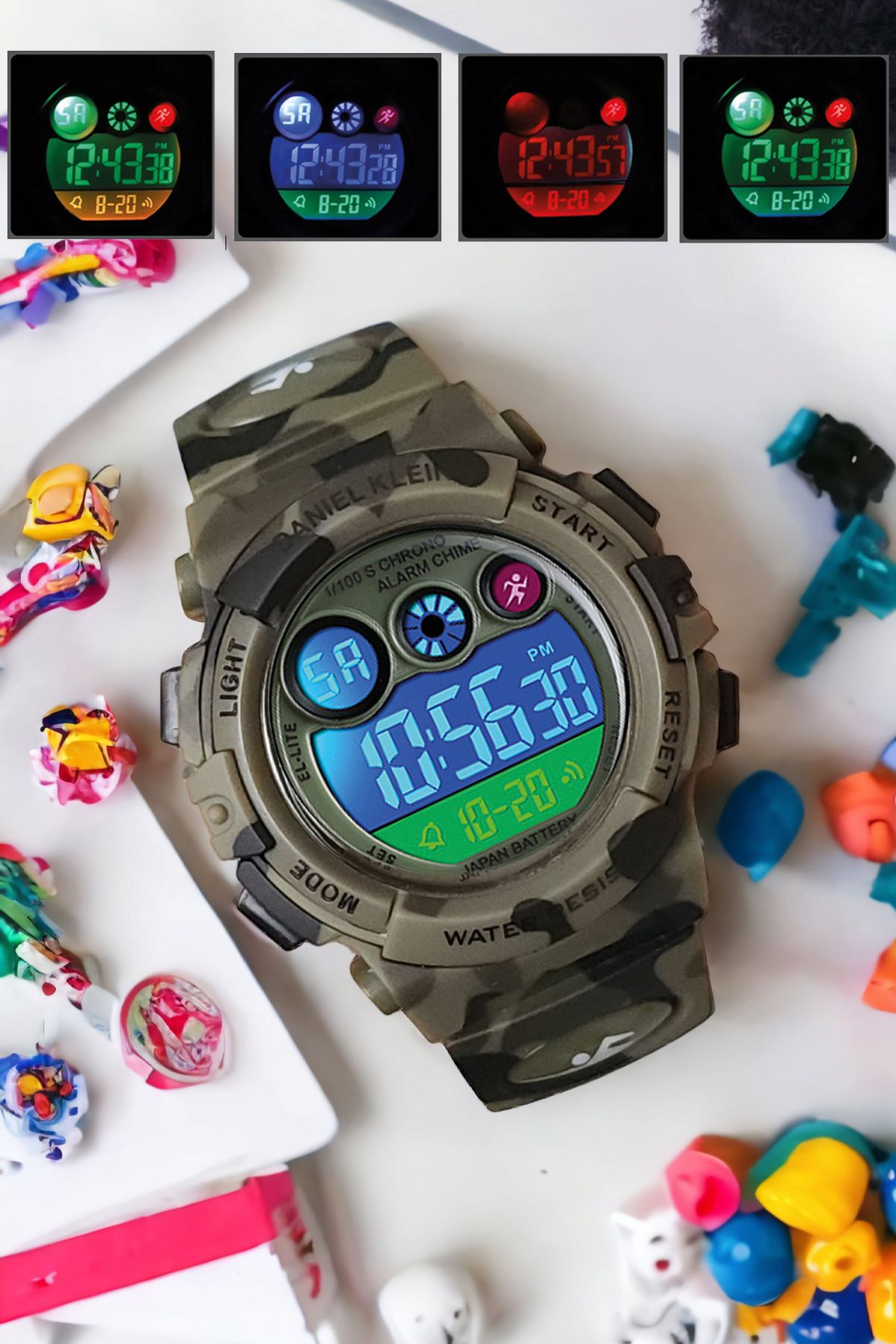 Daniel Klein-Boy's Armband Watch in Army Green with 4 Different Lights, Alarm and Stopwatch Features, Age 5-10 1