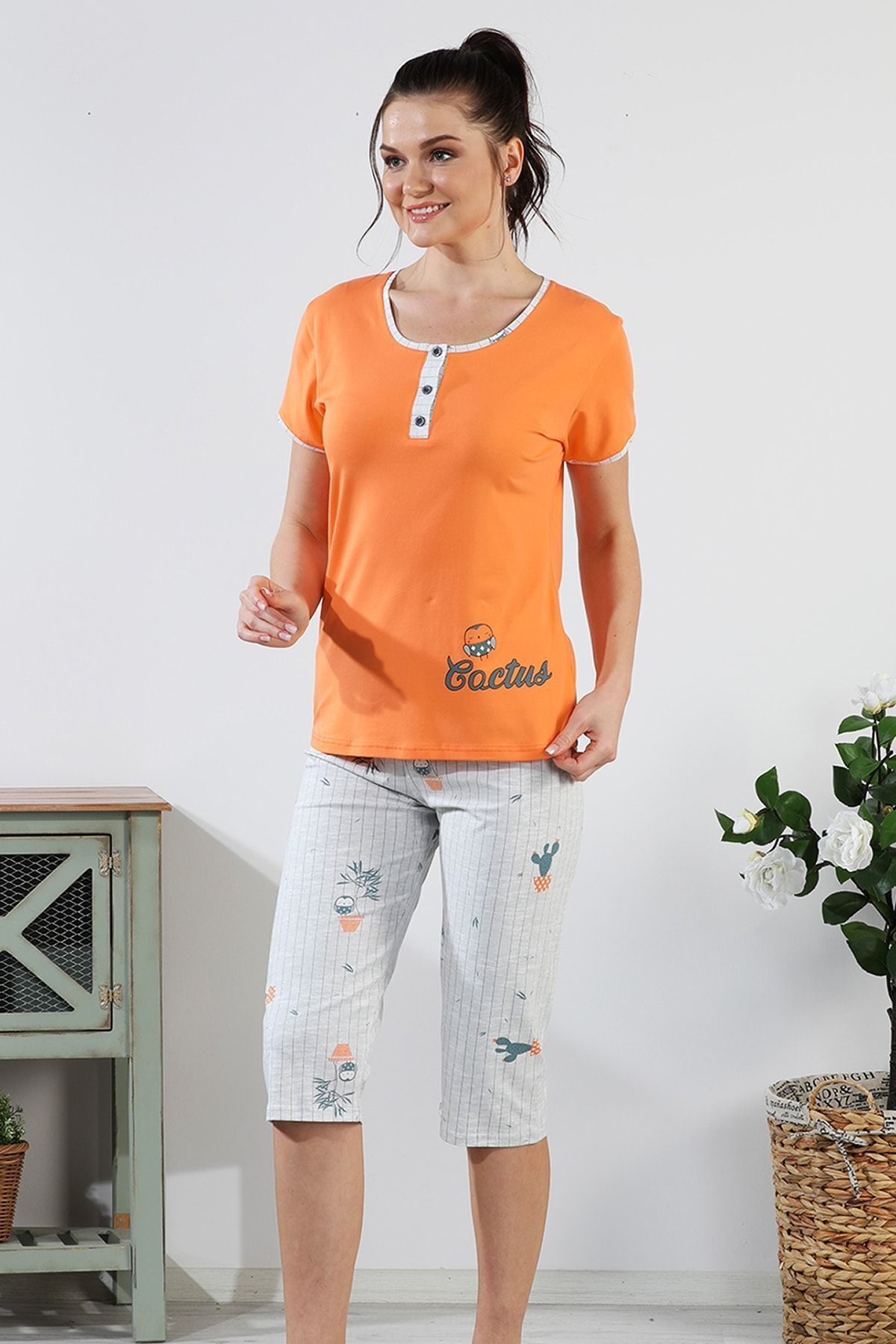 Bella Linda Set De Pijamale Bermude Din Bumbac Femeie - S