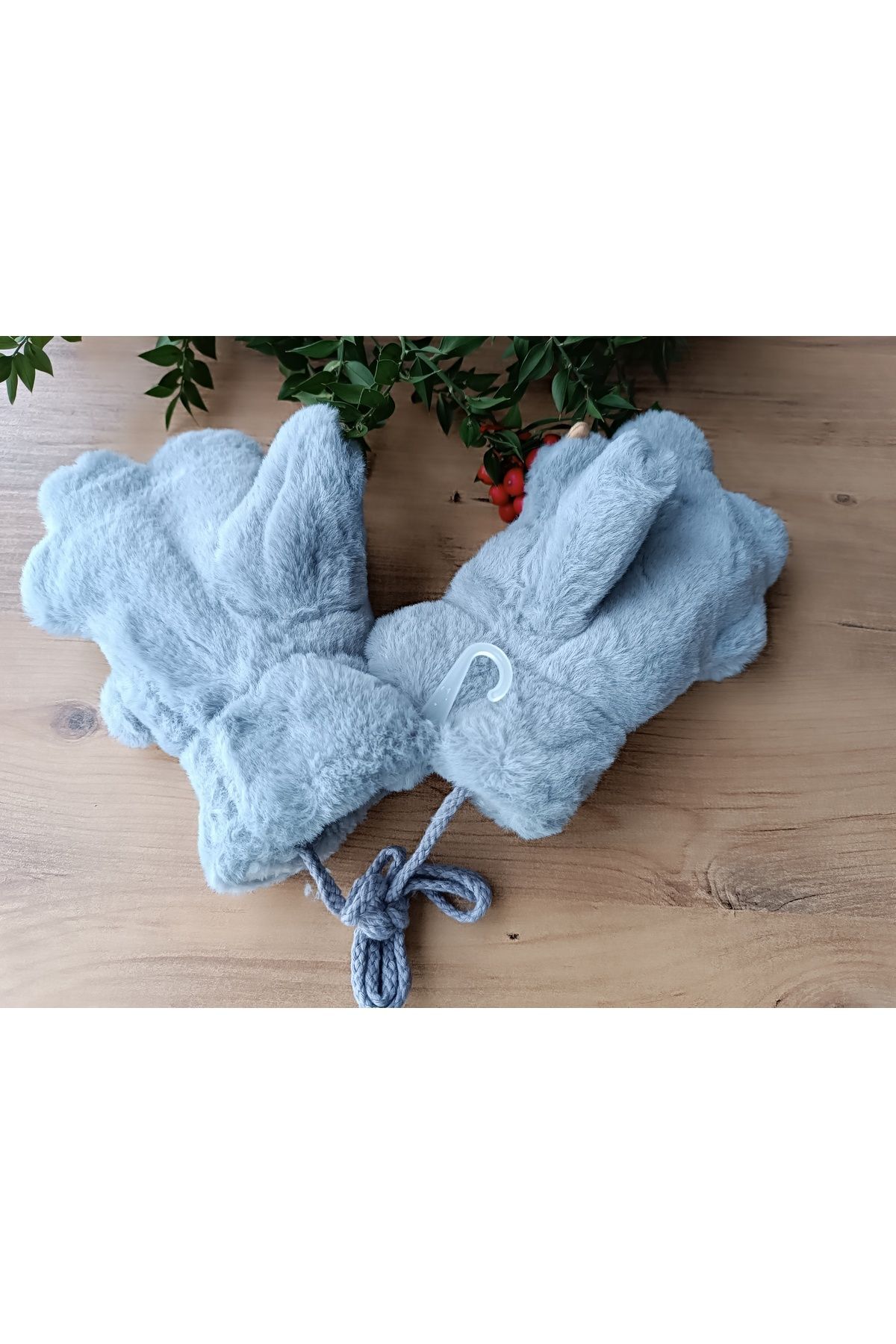 Blotch Kışlık Figürlü Bebek Peluş Boyundan Askılı mavi renk Eldiven fotoğrafı 2 (önizleme)