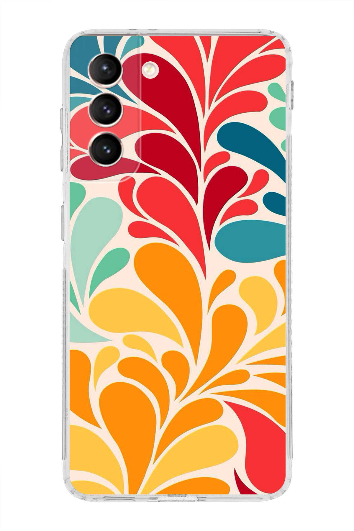 Samsung Galaxy S21 ile Uyumlu 1mm Slim Fit Retro Colors 5 Baskılı Şeffaf Kılıf