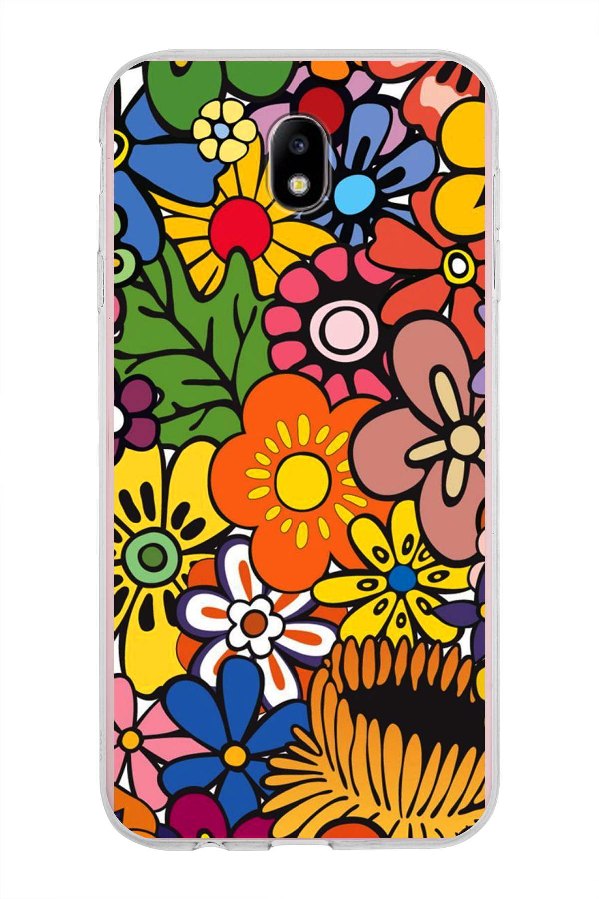 Samsung Galaxy J7 Pro ile Uyumlu 1mm Slim Fit Retro Colors 2 Baskılı Şeffaf Kılıf