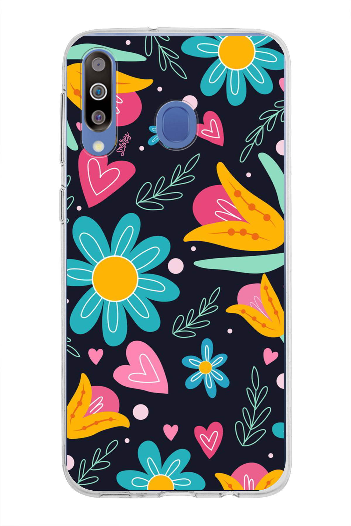 Samsung Galaxy M30 ile Uyumlu 1mm Slim Fit Retro Colors 1 Baskılı Şeffaf Kılıf