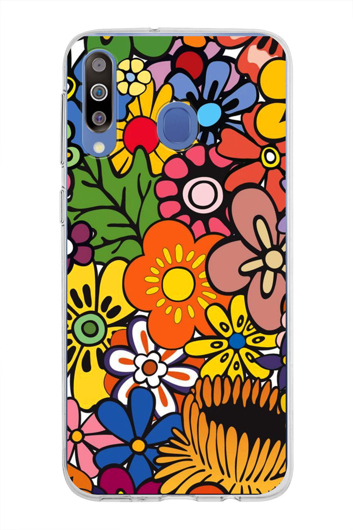 Samsung Galaxy M30 ile Uyumlu 1mm Slim Fit Retro Colors 2 Baskılı Şeffaf Kılıf