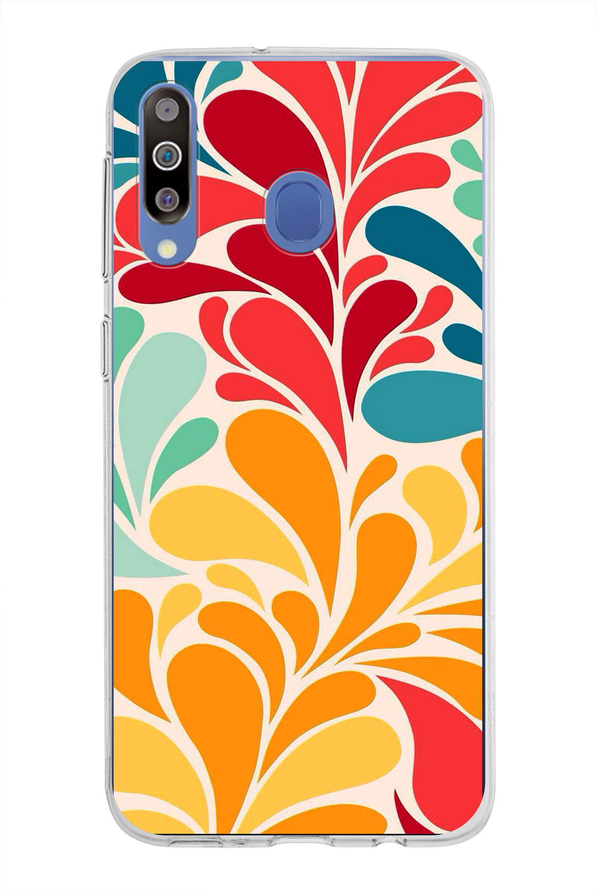 Samsung Galaxy M30 ile Uyumlu 1mm Slim Fit Retro Colors 5 Baskılı Şeffaf Kılıf