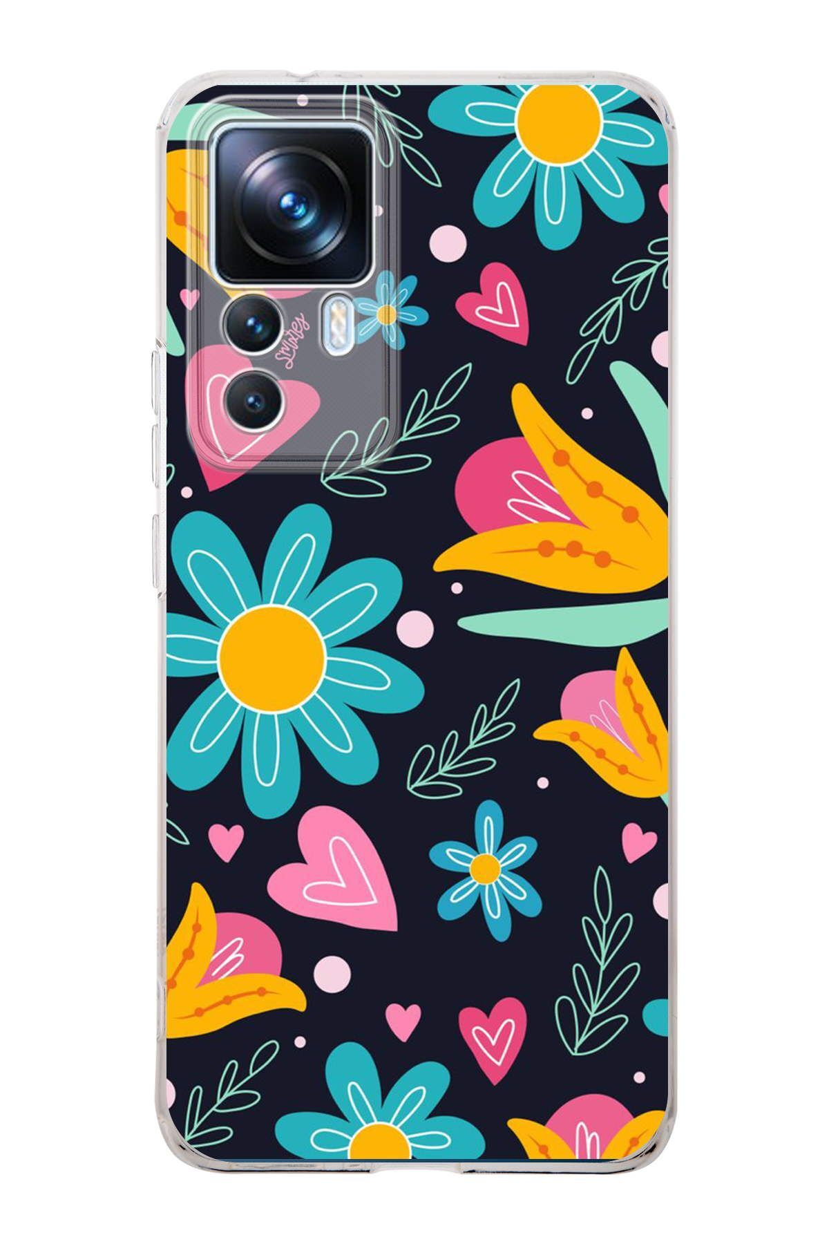 Xiaomi Mi 12T Pro ile Uyumlu 1mm Slim Fit Retro Colors 1 Baskılı Şeffaf Kılıf