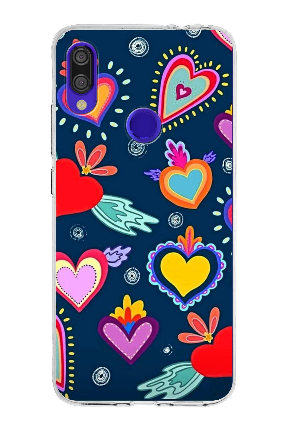 Xiaomi Redmi Note 7 Pro ile Uyumlu 1mm Slim Fit Retro Colors 3 Baskılı Şeffaf Kılıf