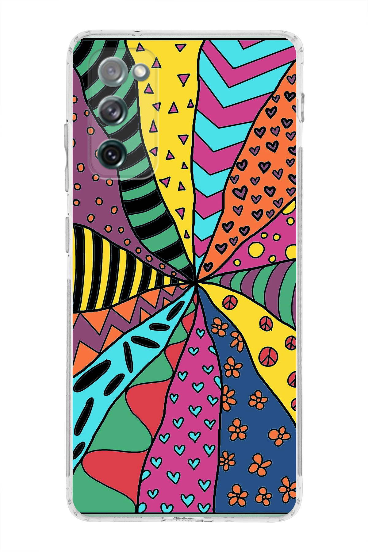 Samsung Galaxy S20 FE ile Uyumlu 1mm Slim Fit Retro Colors 4 Baskılı Şeffaf Kılıf